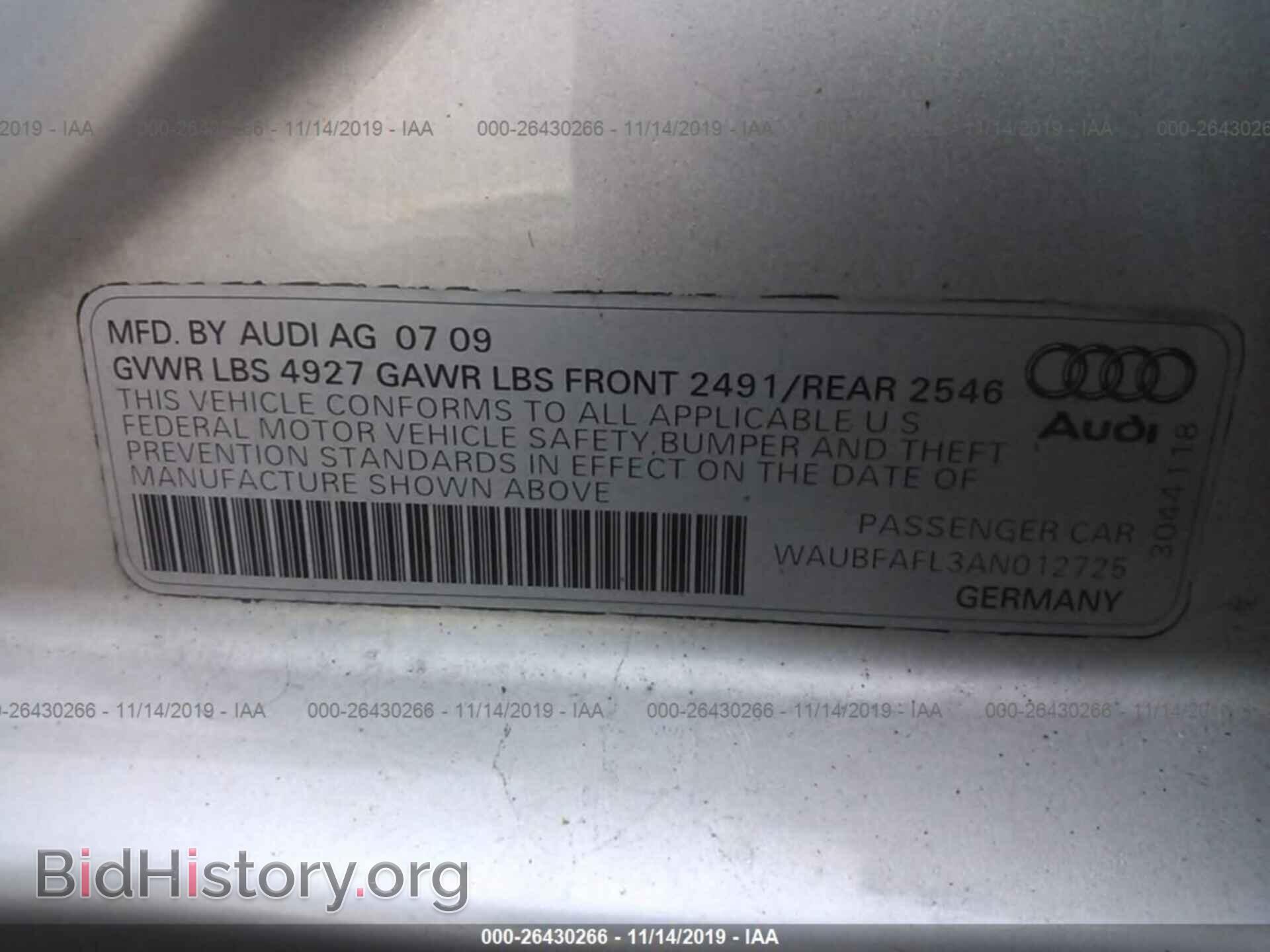2010 AUDI A4 - VIN: WAUBFAFL3AN012725 - Фото 9