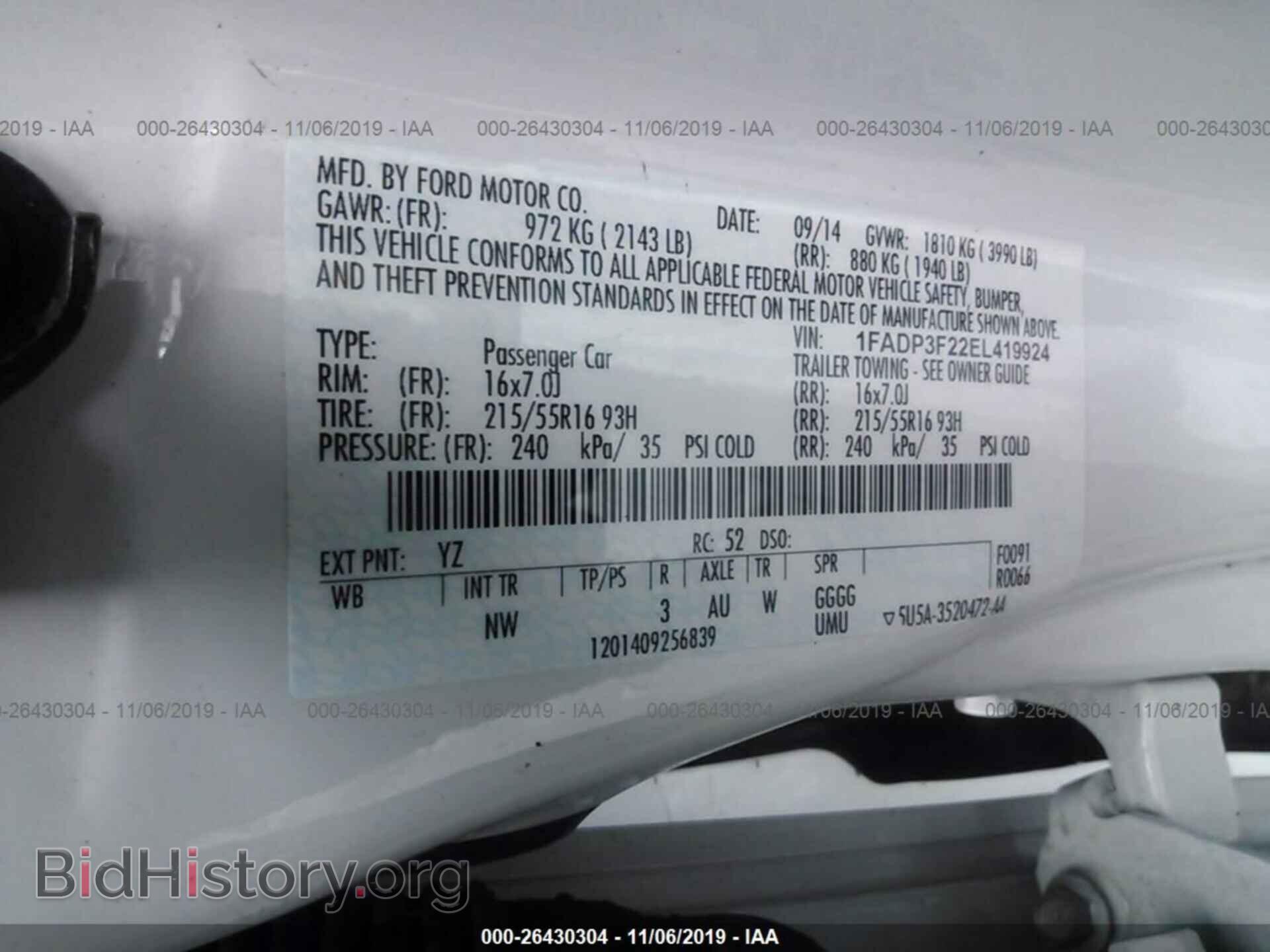 2014 FORD FOCUS - VIN: 1FADP3F22EL419924 - Фото 9