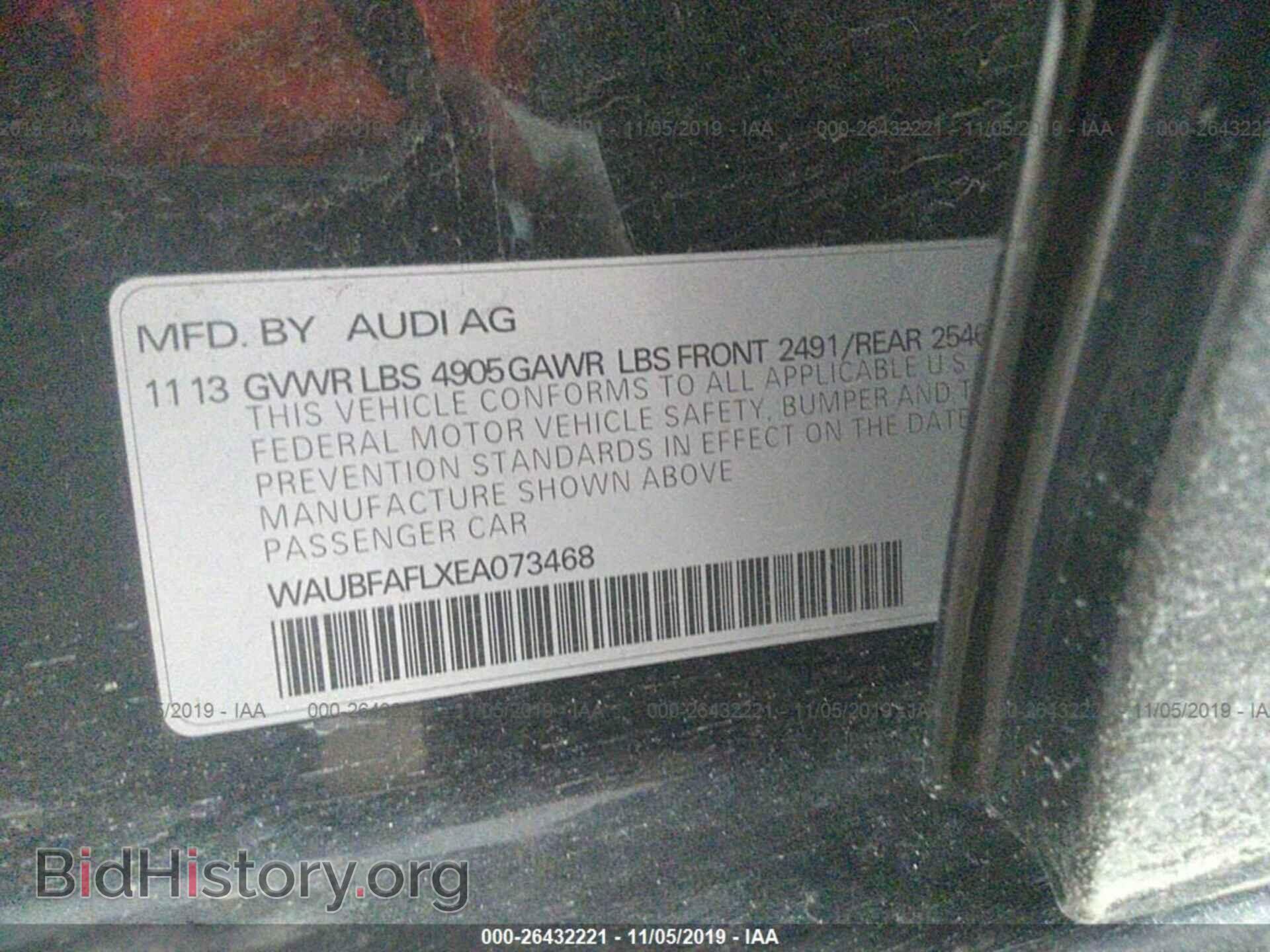 2014 AUDI A4 - VIN: WAUBFAFLXEA073468 - Фото 9