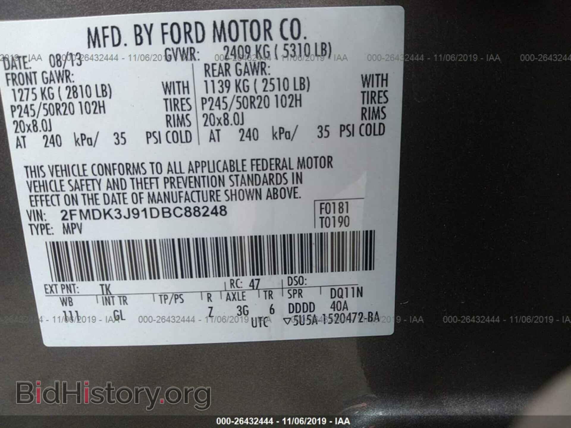 2013 FORD EDGE - VIN: 2FMDK3J91DBC88248 - Фото 9