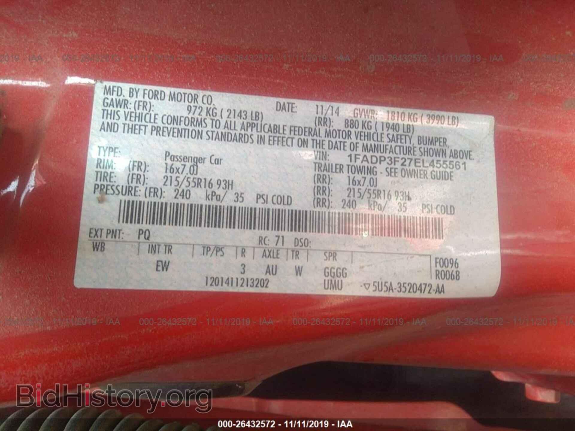 2014 FORD FOCUS - VIN: 1FADP3F27EL455561 - Фото 9