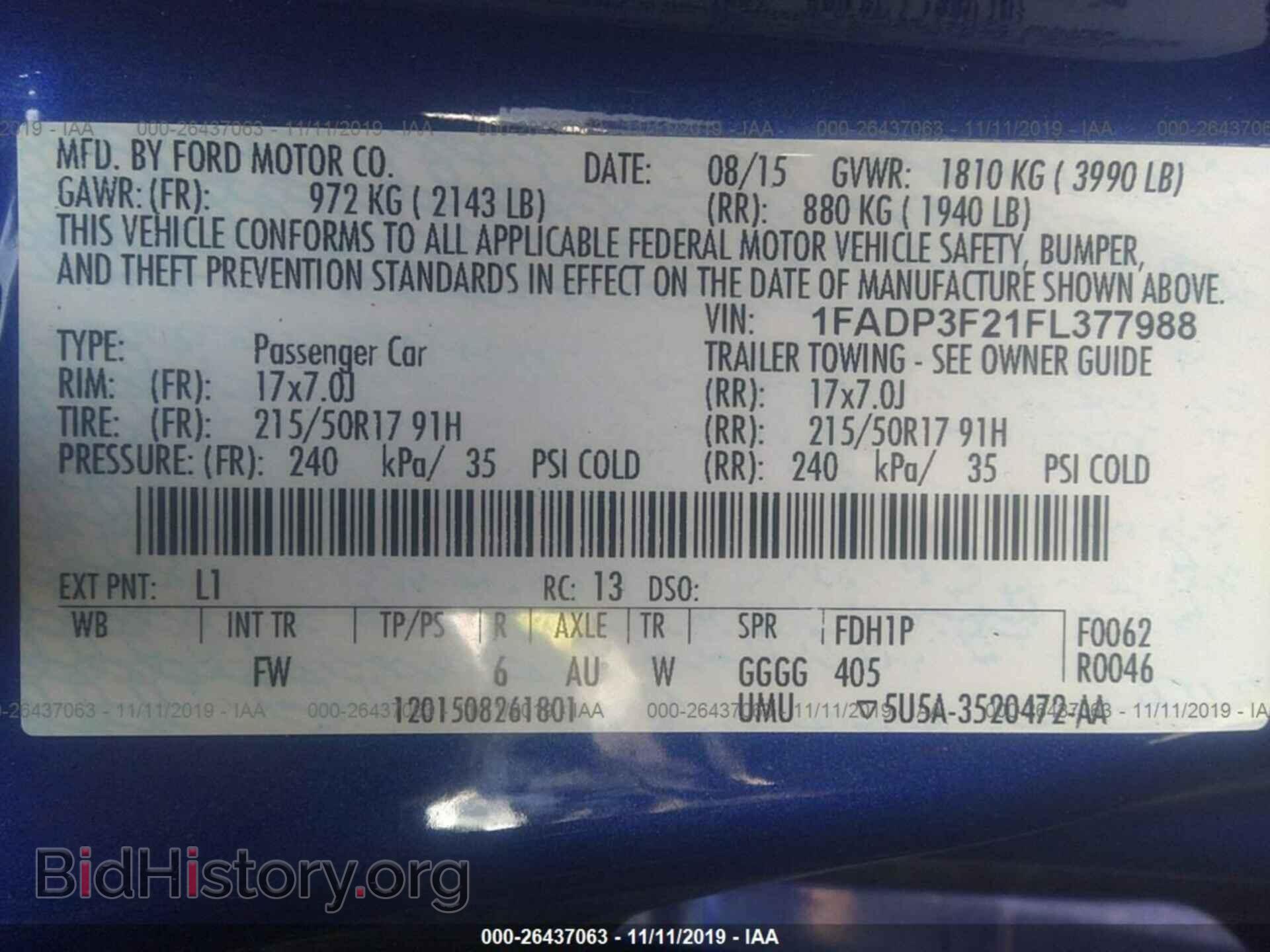 2015 FORD FOCUS - VIN: 1FADP3F21FL377988 - Фото 9