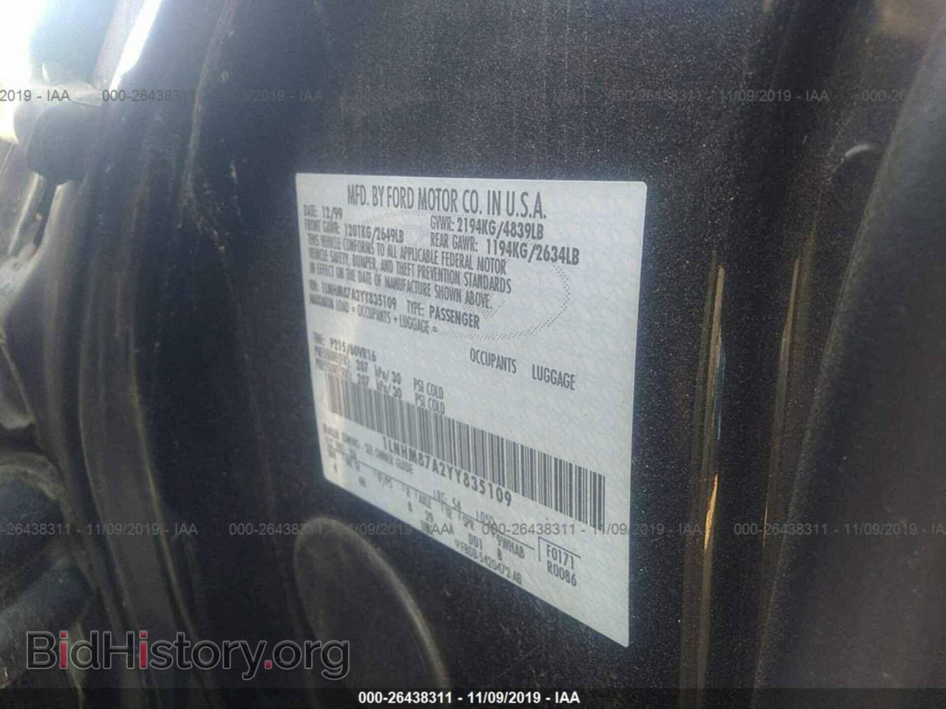 2000 LINCOLN LS - VIN: 1LNHM87A2YY835109 - Photo 9