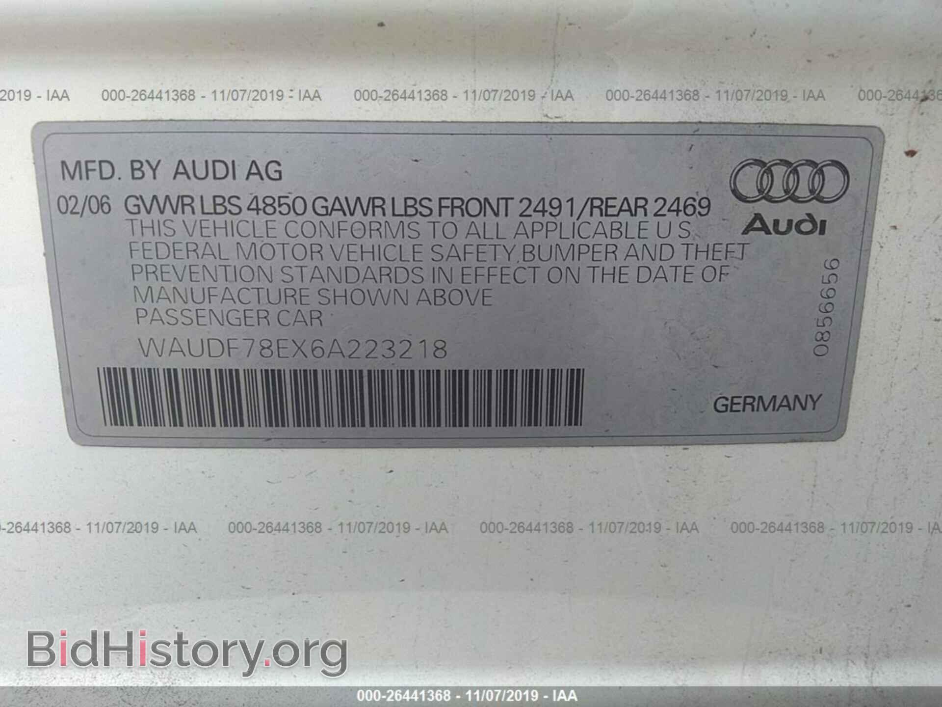 2006 AUDI A4 - VIN: WAUDF78EX6A223218 - Photo 9
