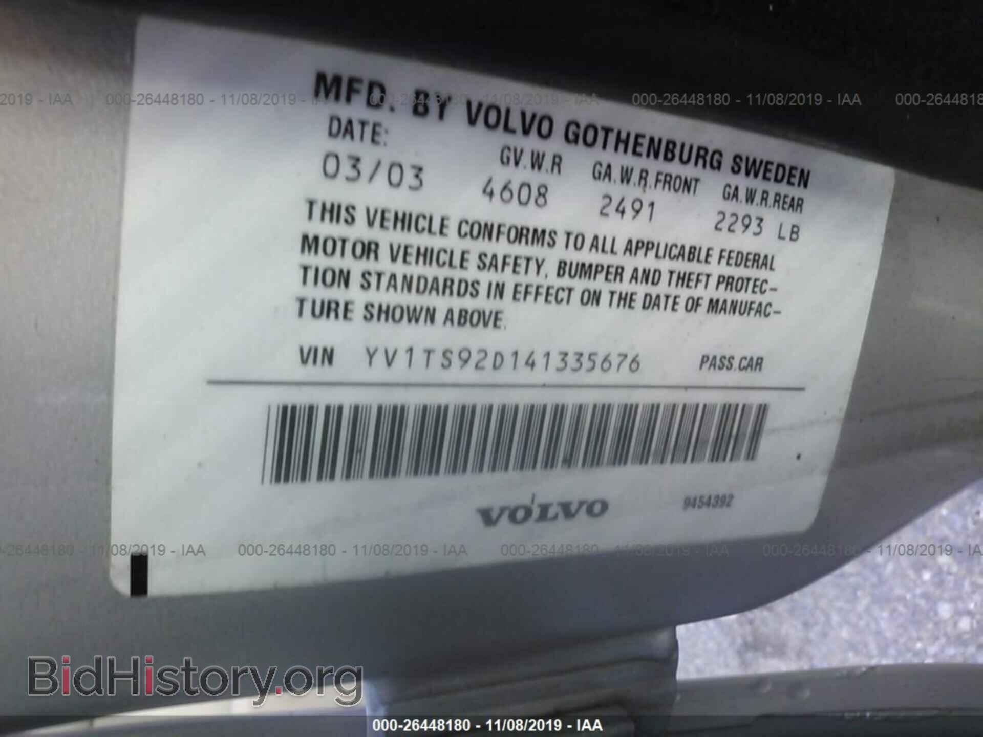 2004 VOLVO S80 - VIN: YV1TS92D141335676 - Фото 9