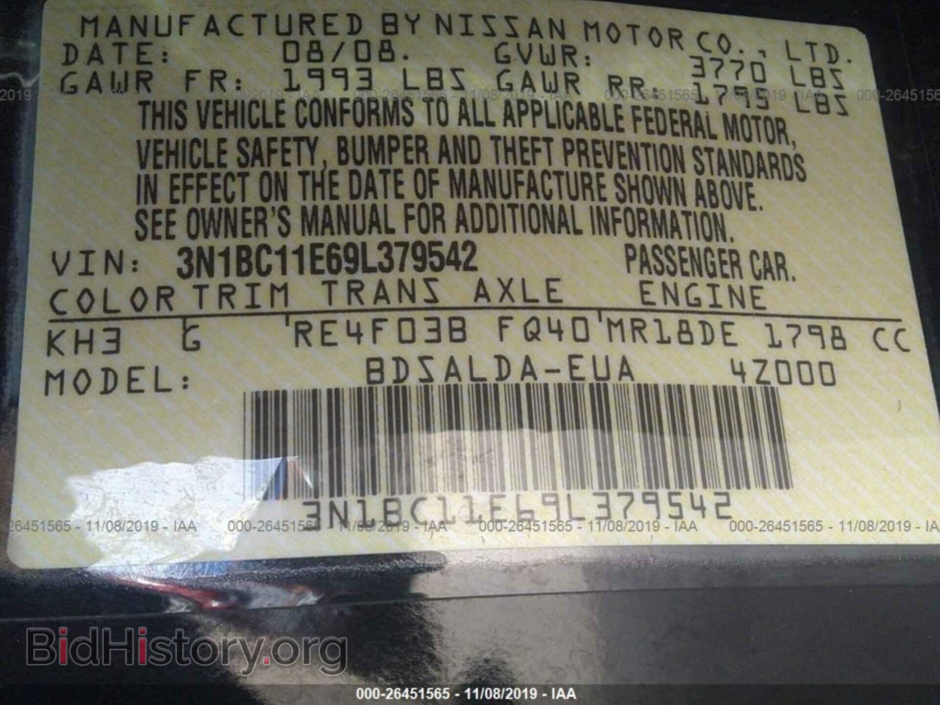 2009 NISSAN VERSA - VIN: 3N1BC11E69L379542 - Photo 9