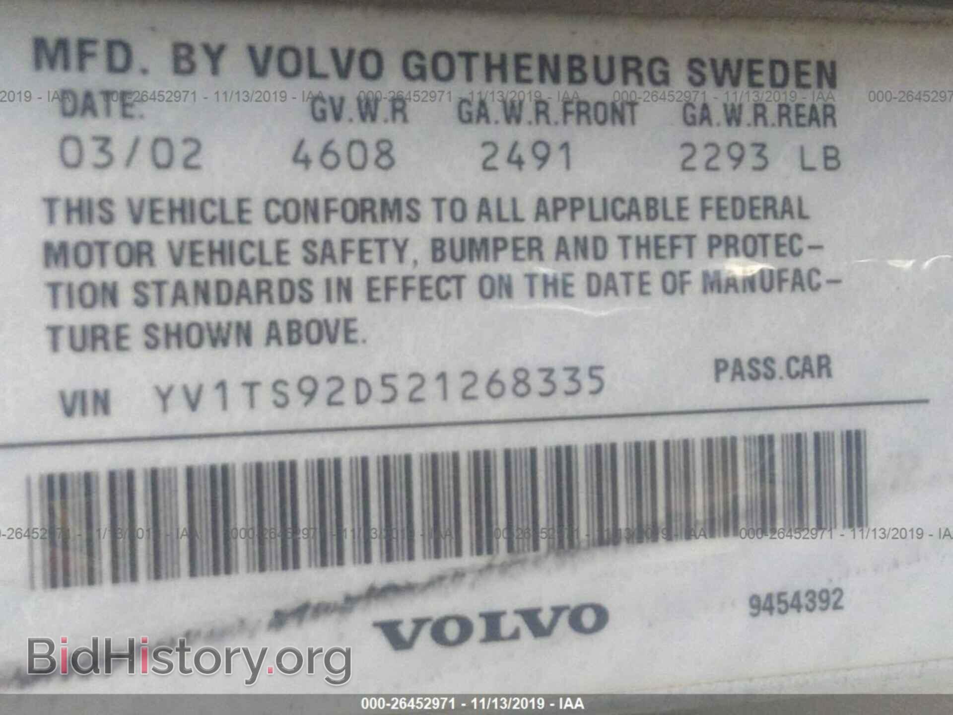 2002 VOLVO S80 - VIN: YV1TS92D521268335 - Photo 9