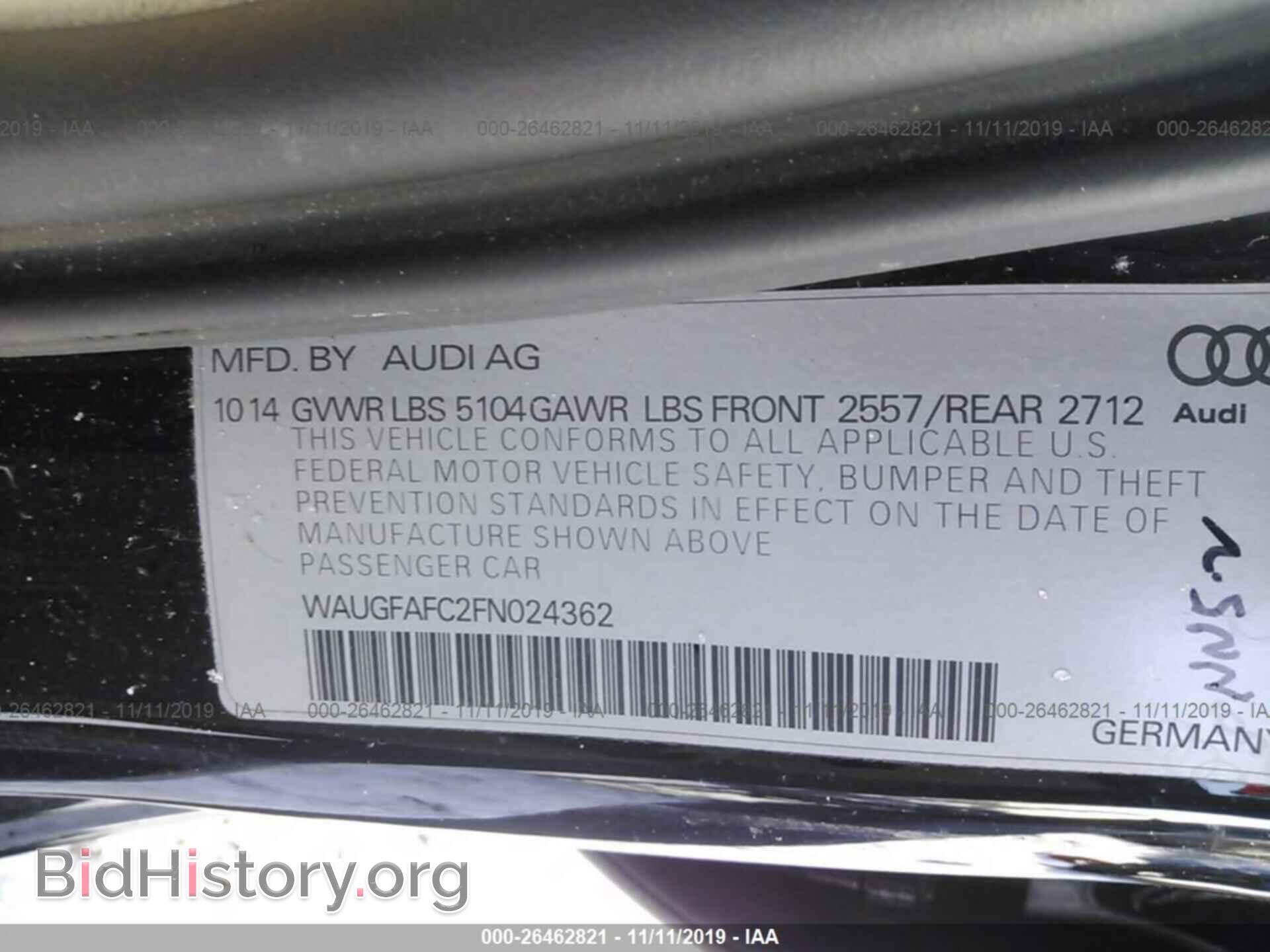 2015 Audi A6 - VIN: WAUGFAFC2FN024362 - Фото 9