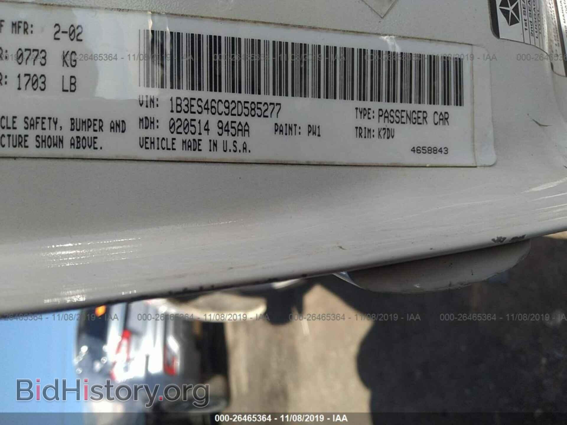 2002 DODGE NEON - VIN: 1B3ES46C92D585277 - Photo 9