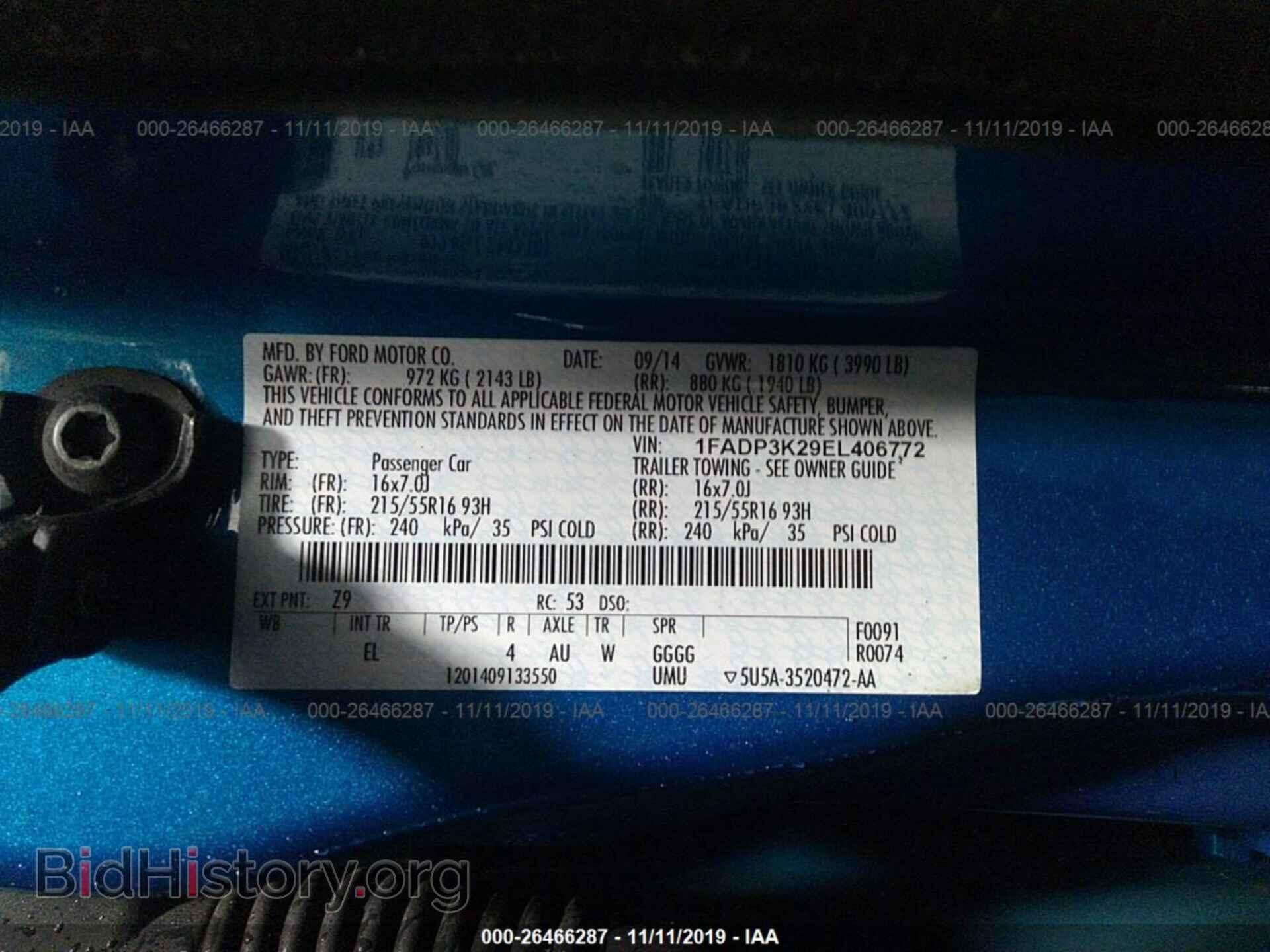 2014 FORD FOCUS - VIN: 1FADP3K29EL406772 - Фото 9