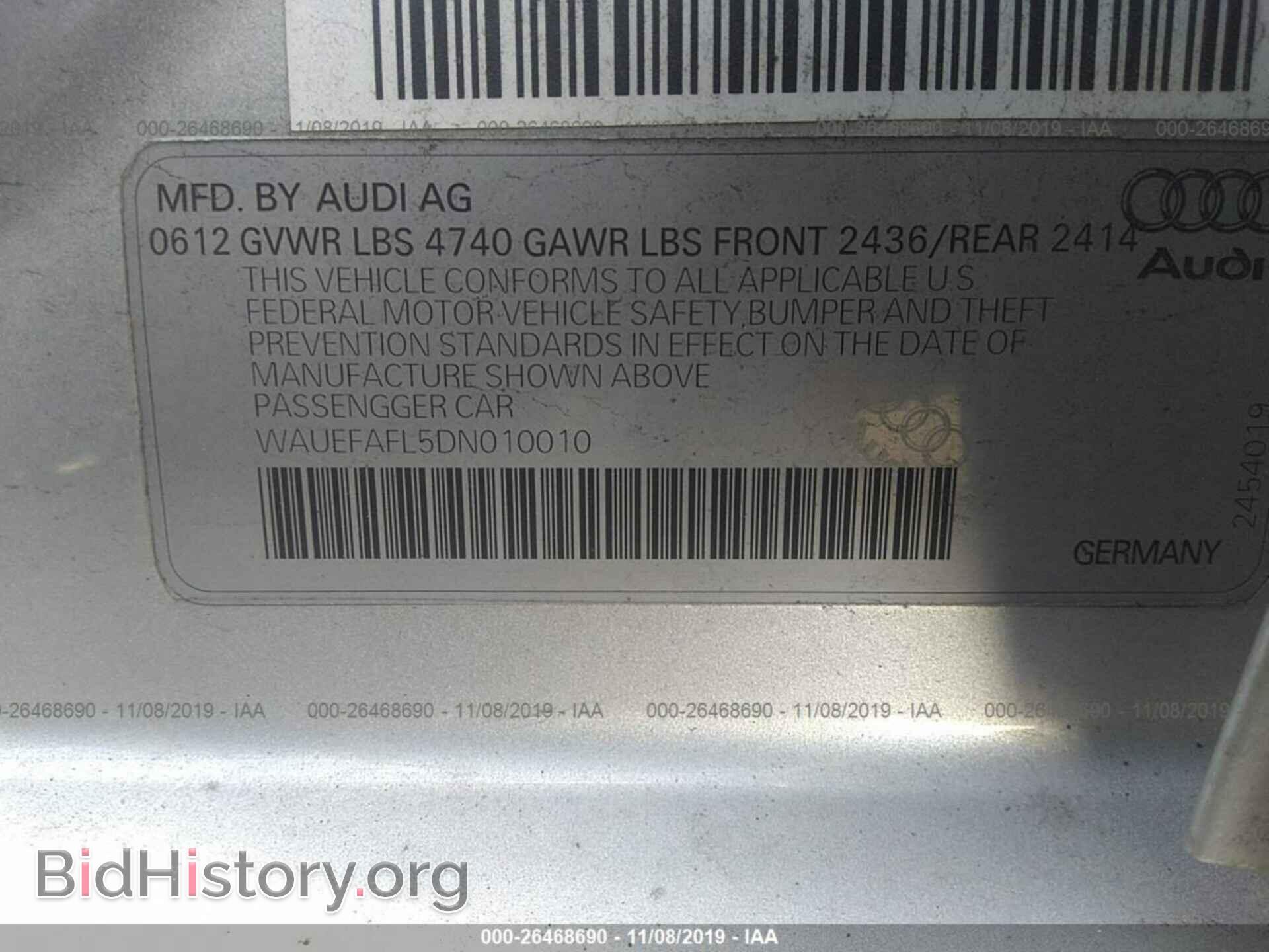 2013 AUDI A4 - VIN: WAUEFAFL5DN010010 - Photo 9