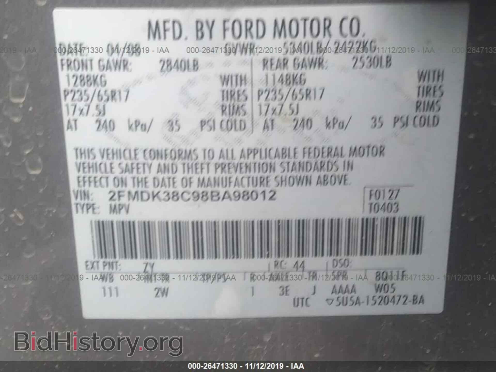 2008 FORD EDGE - VIN: 2FMDK38C98BA98012 - Photo 9
