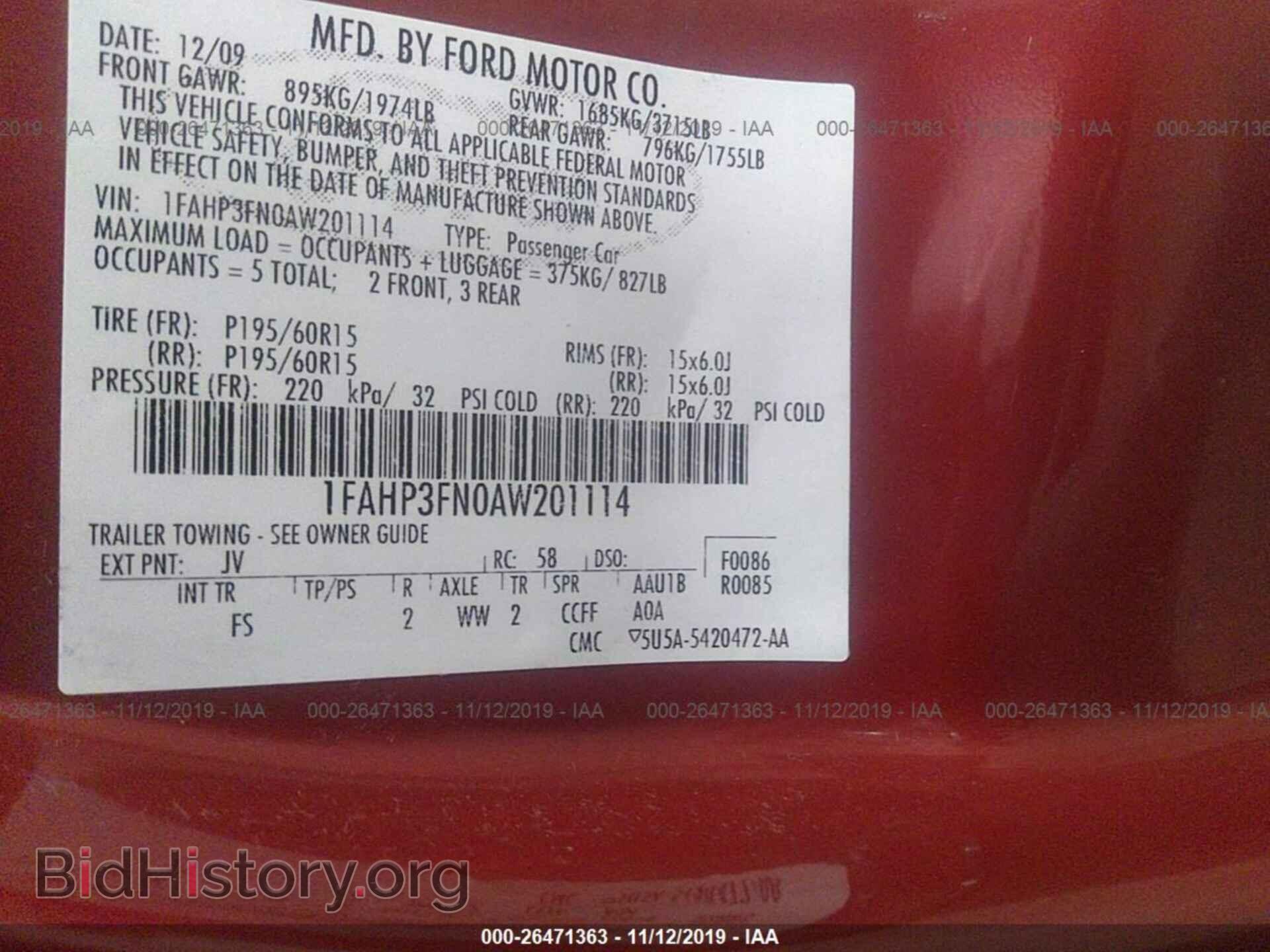 2010 FORD FOCUS - VIN: 1FAHP3FN0AW201114 - Фото 9