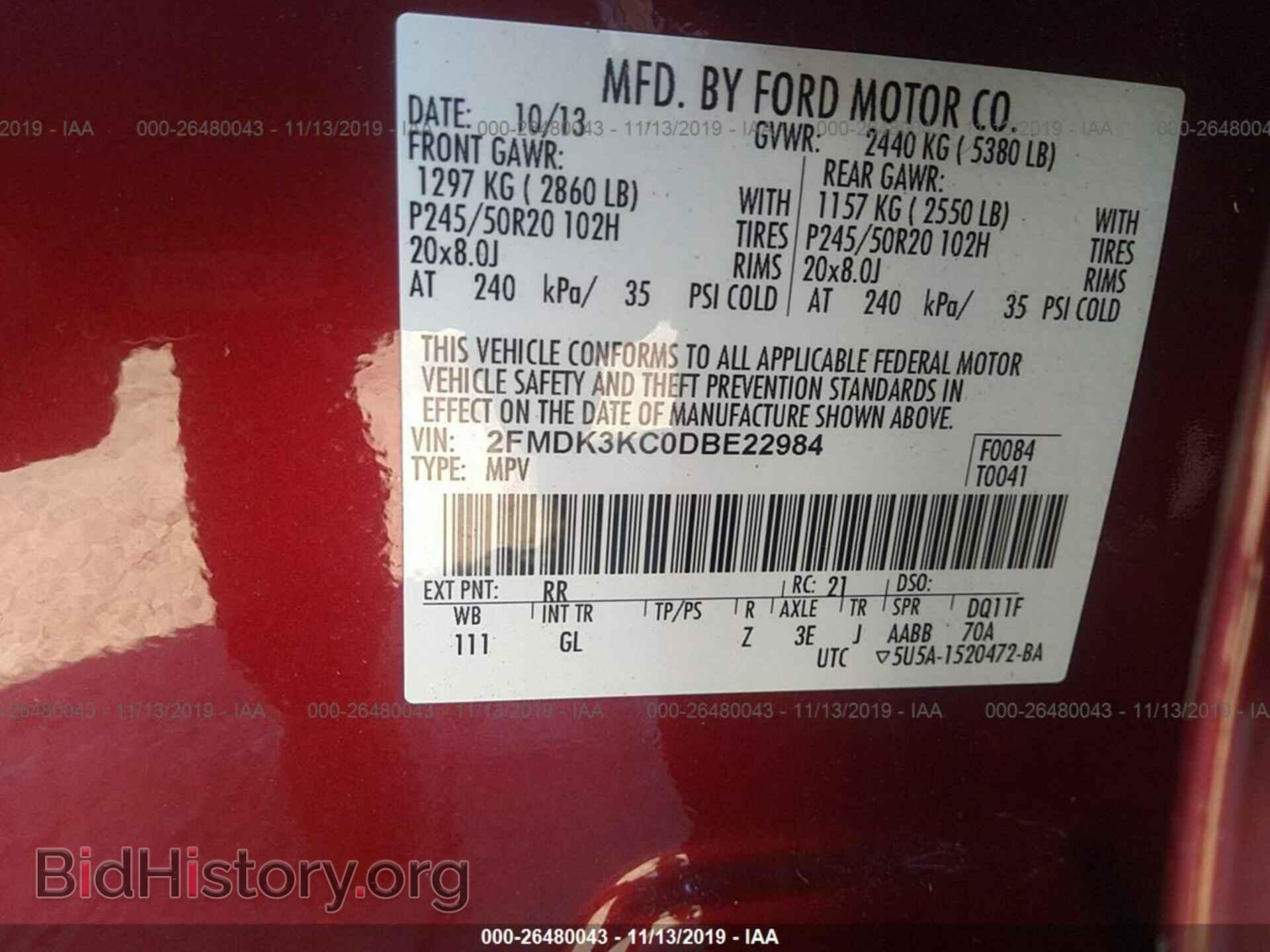 2013 FORD EDGE - VIN: 2FMDK3KC0DBE22984 - Фото 9