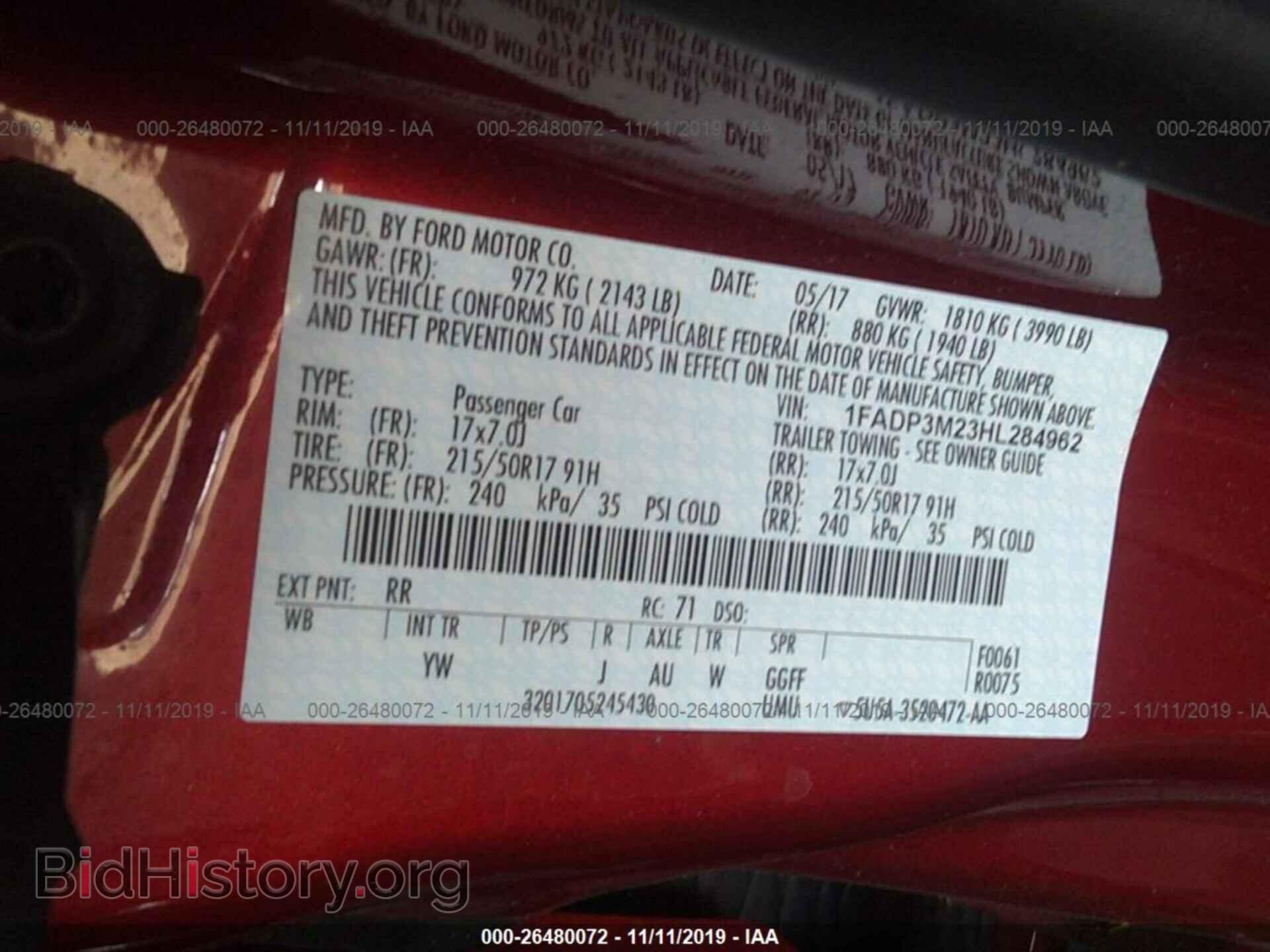 2017 FORD FOCUS - VIN: 1FADP3M23HL284962 - Фото 9