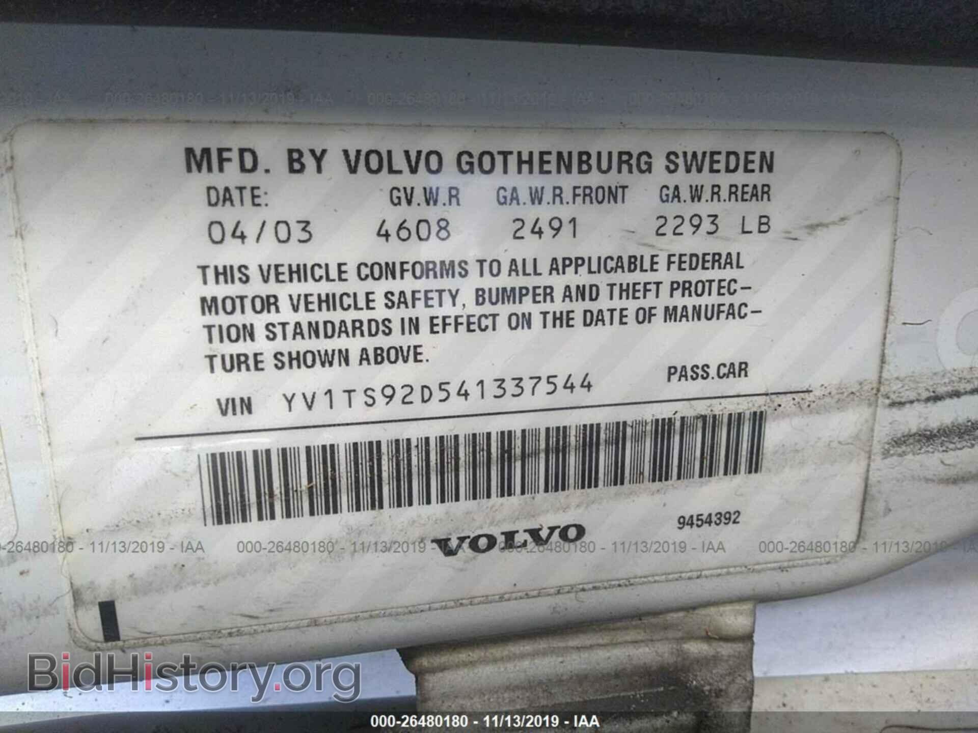 2004 VOLVO S80 - VIN: YV1TS92D541337544 - Фото 9