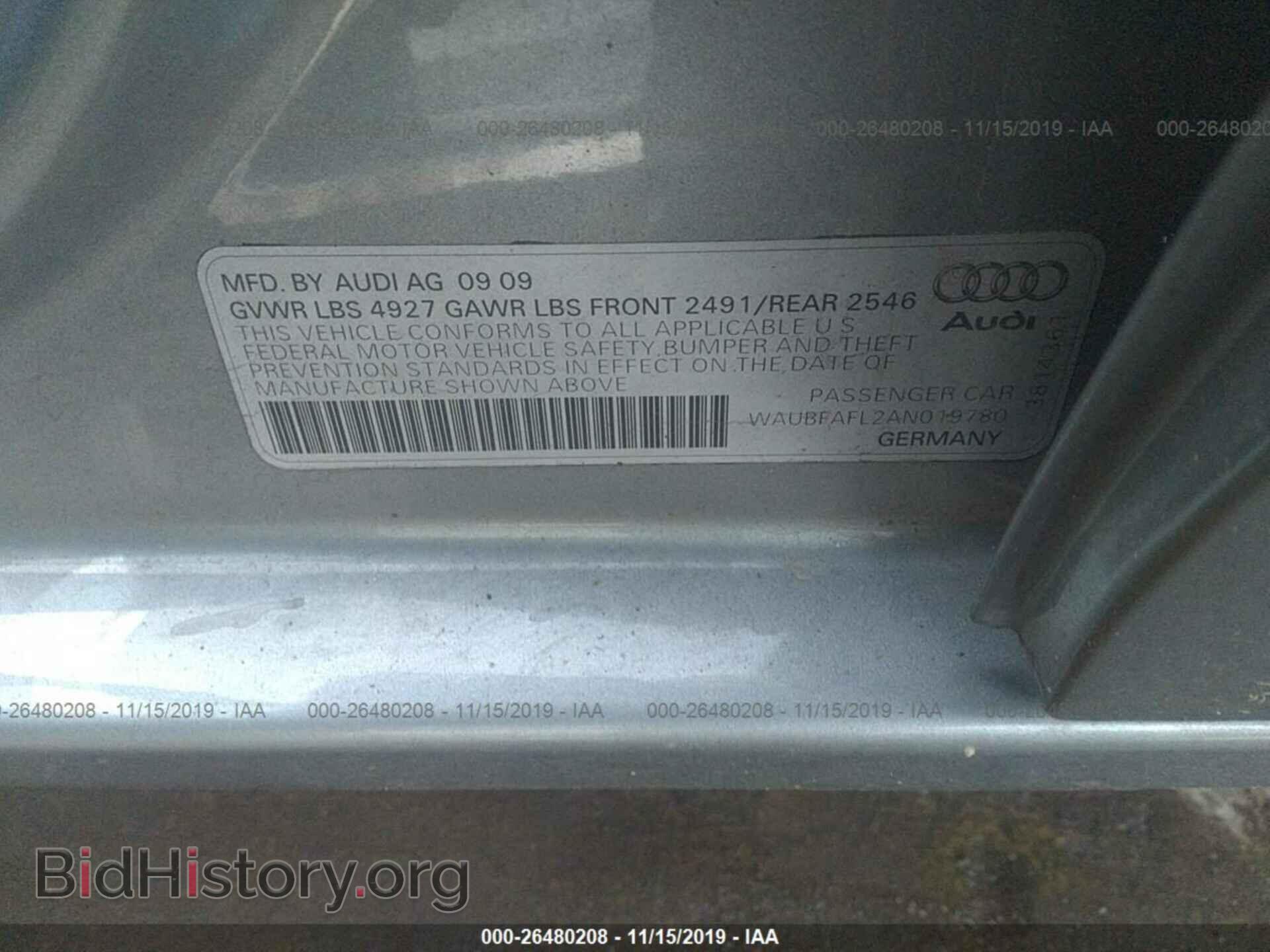 2010 AUDI A4 - VIN: WAUBFAFL2AN019780 - Фото 9