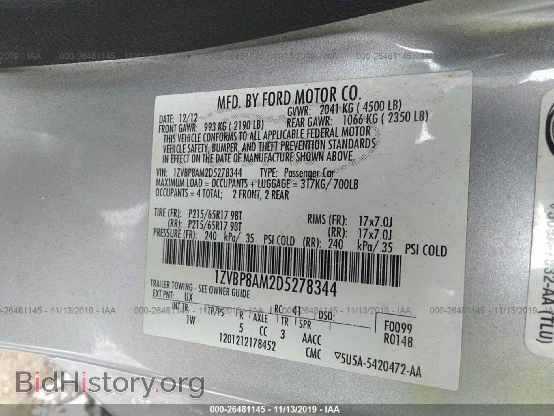 2013 FORD MUSTANG - VIN: 1ZVBP8AM2D5278344 - Фото 9