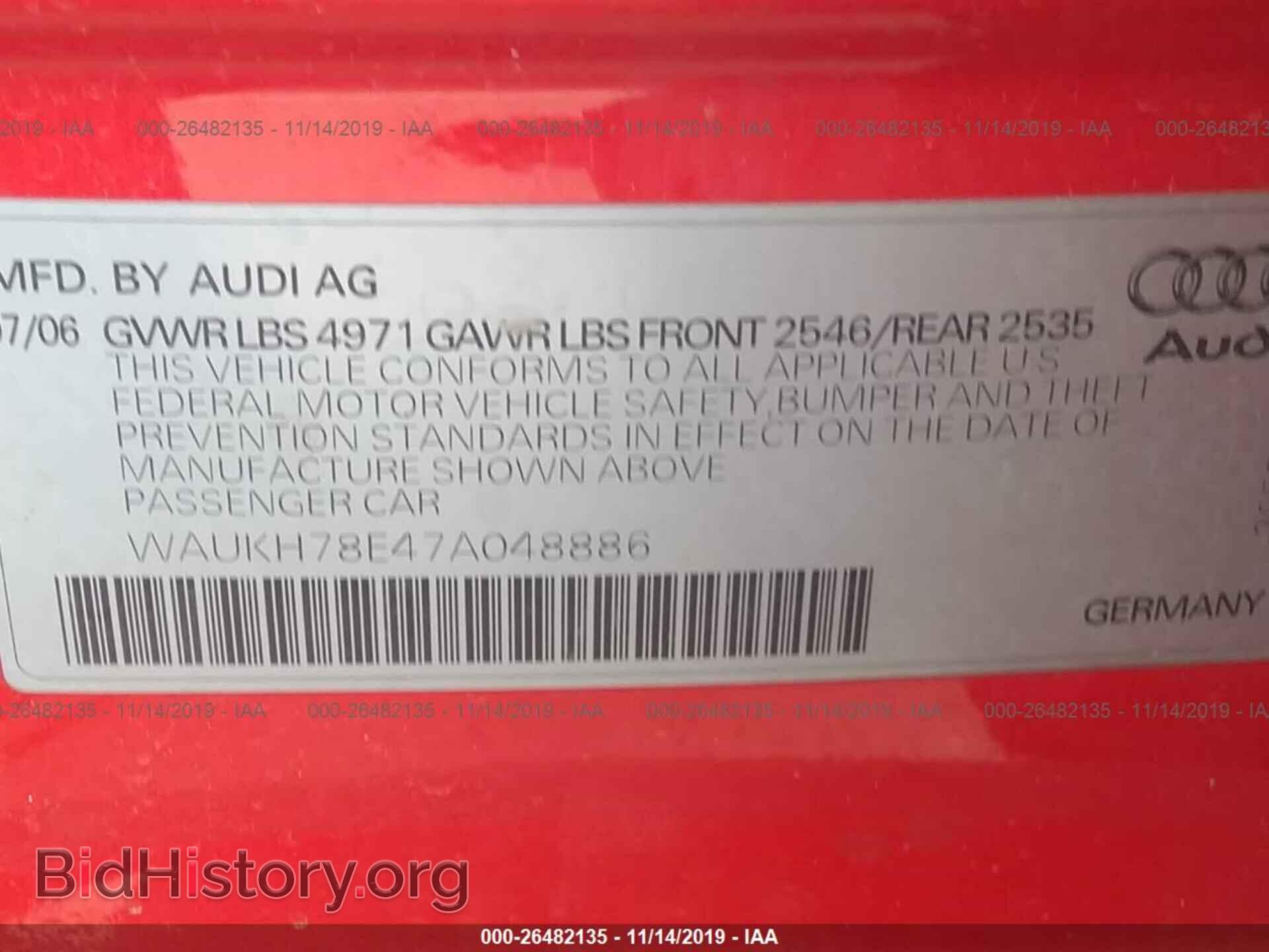 2007 AUDI A4 - VIN: WAUKH78E47A048886 - Фото 9