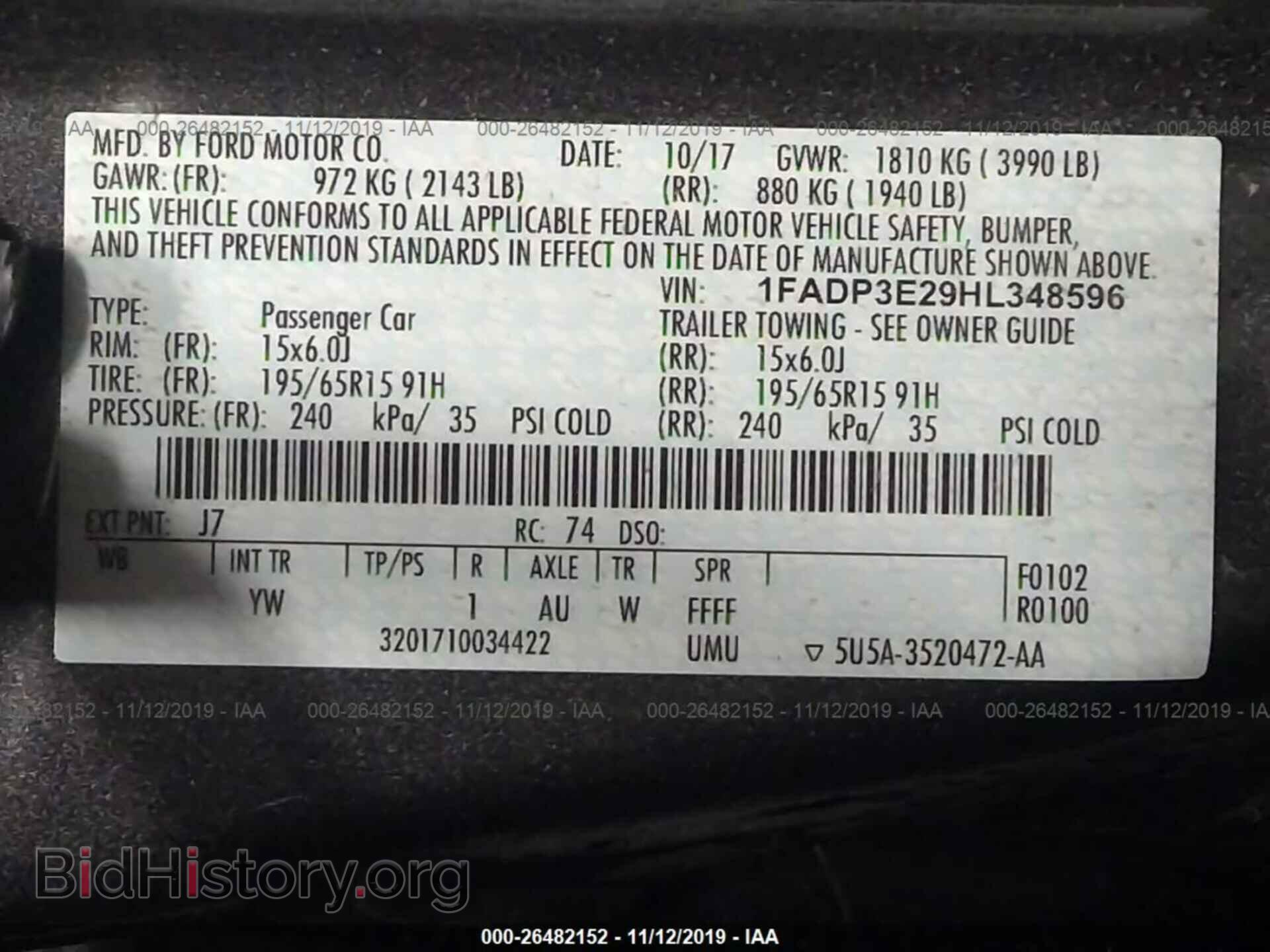 2017 FORD FOCUS - VIN: 1FADP3E29HL348596 - Photo 9