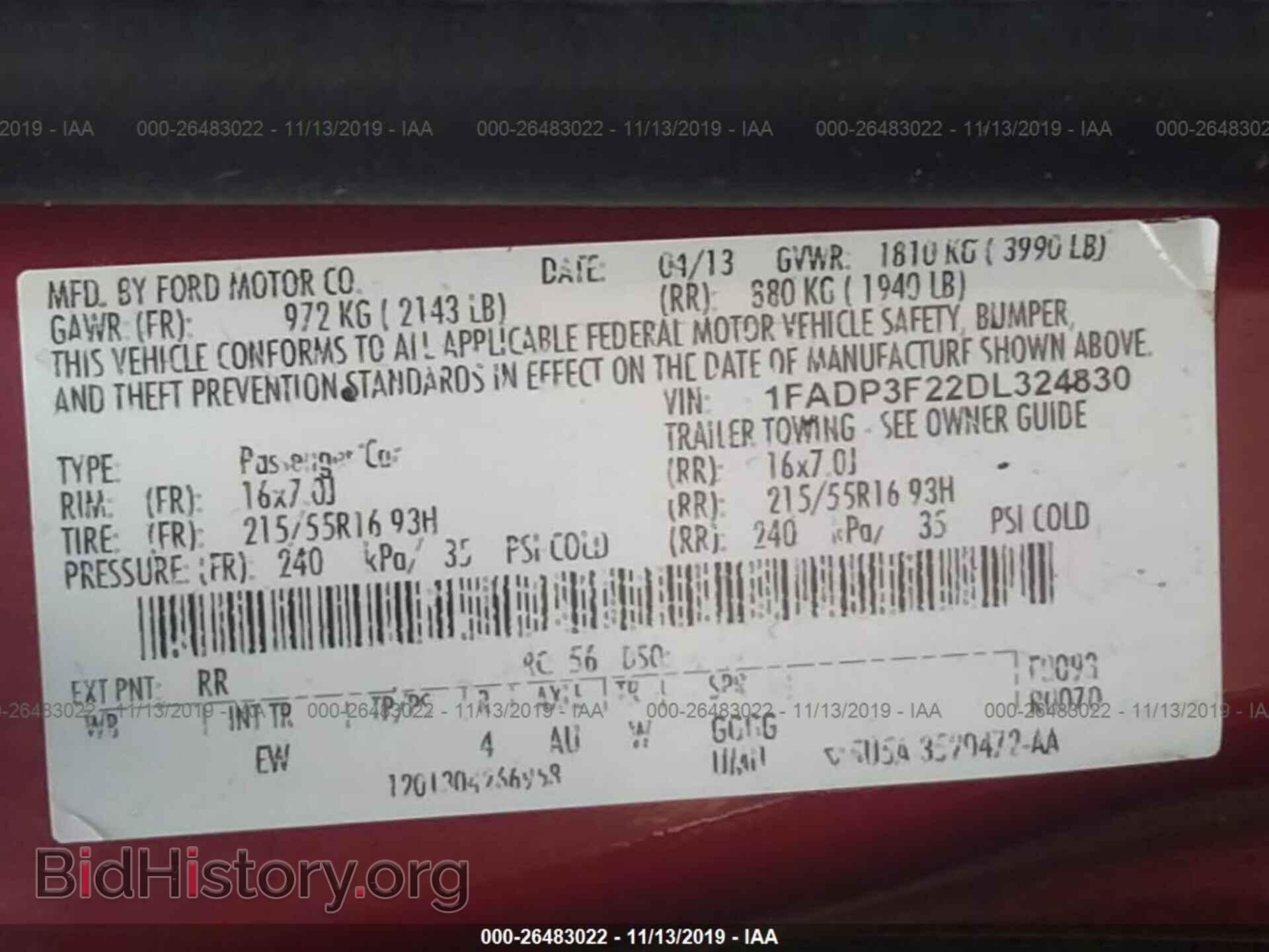 2013 FORD FOCUS - VIN: 1FADP3F22DL324830 - Фото 9