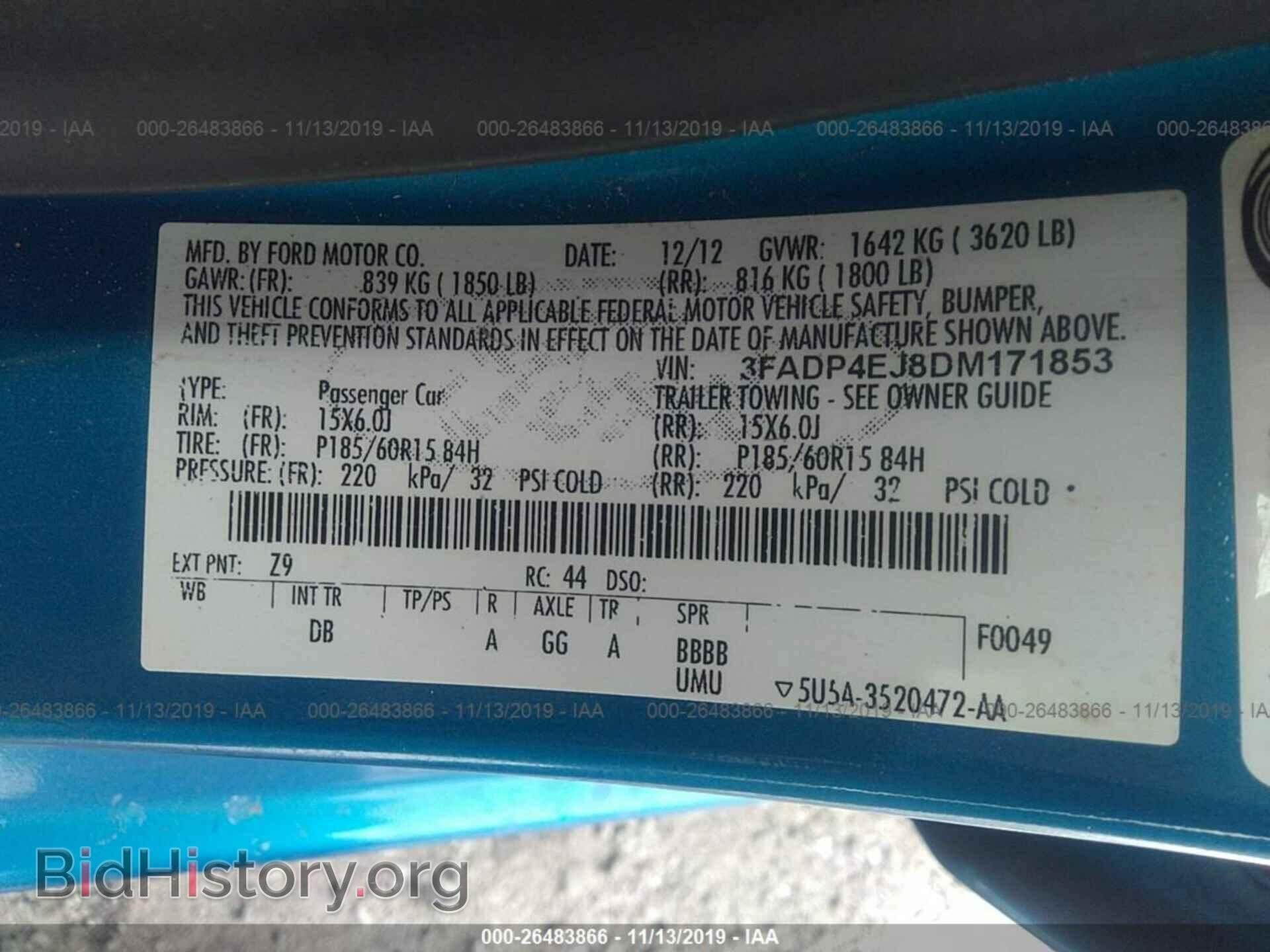 2013 FORD FIESTA - VIN: 3FADP4EJ8DM171853 - Фото 9