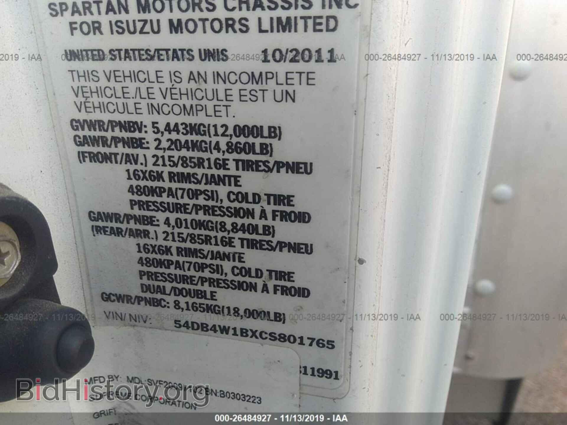 2012 ISUZU NPR - VIN: 54DB4W1BXCS801765 - Photo 9