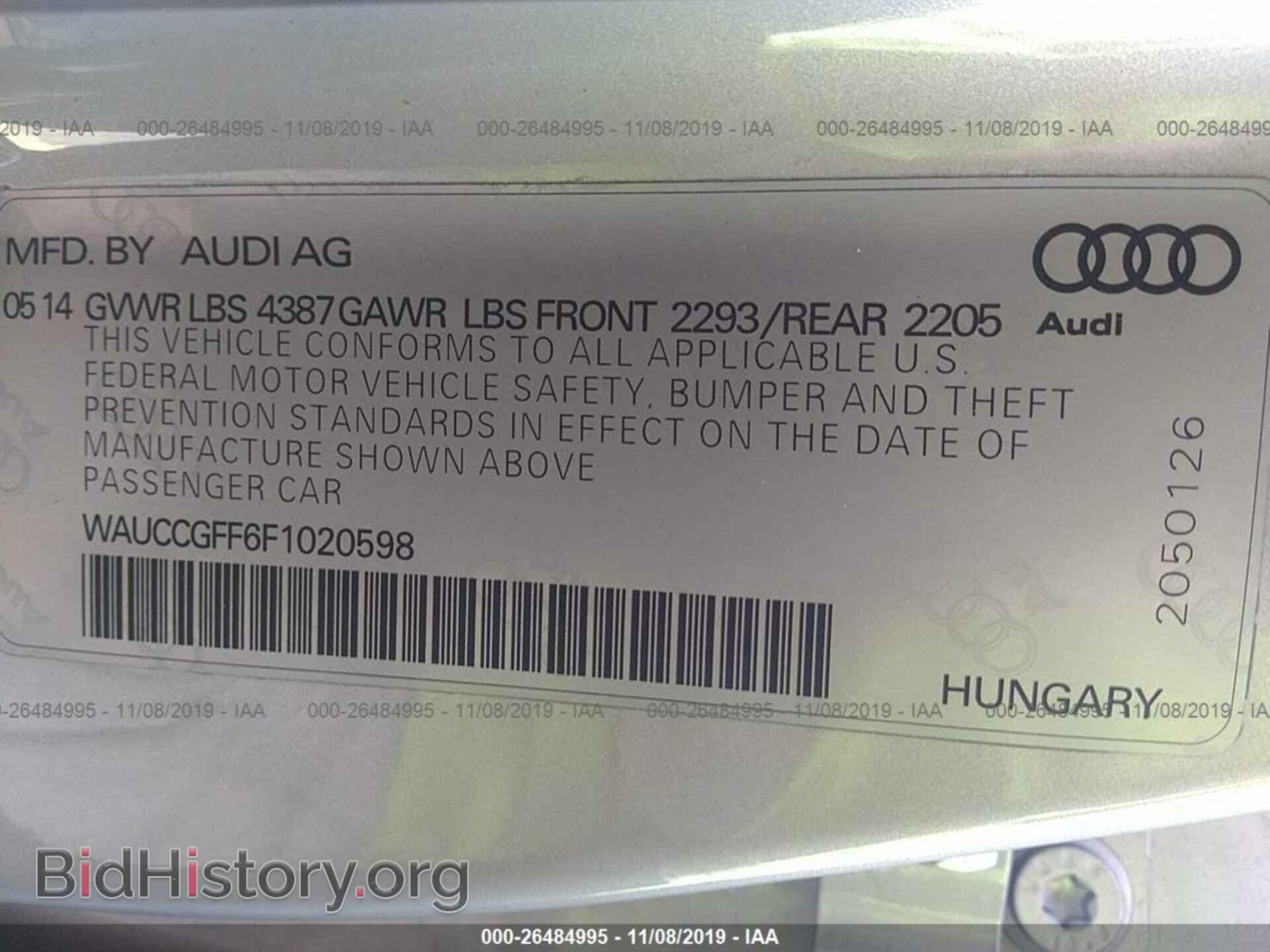 2015 AUDI A3 - VIN: WAUCCGFF6F1020598 - Фото 9