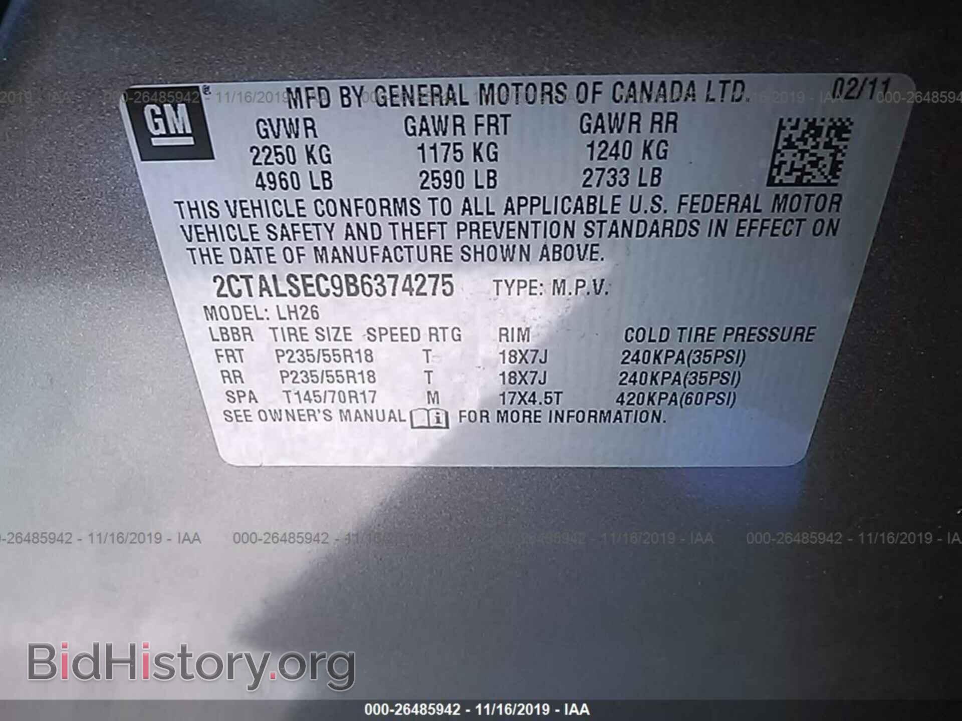 2011 GMC TERRAIN - VIN: 2CTALSEC9B6374275 - Photo 9