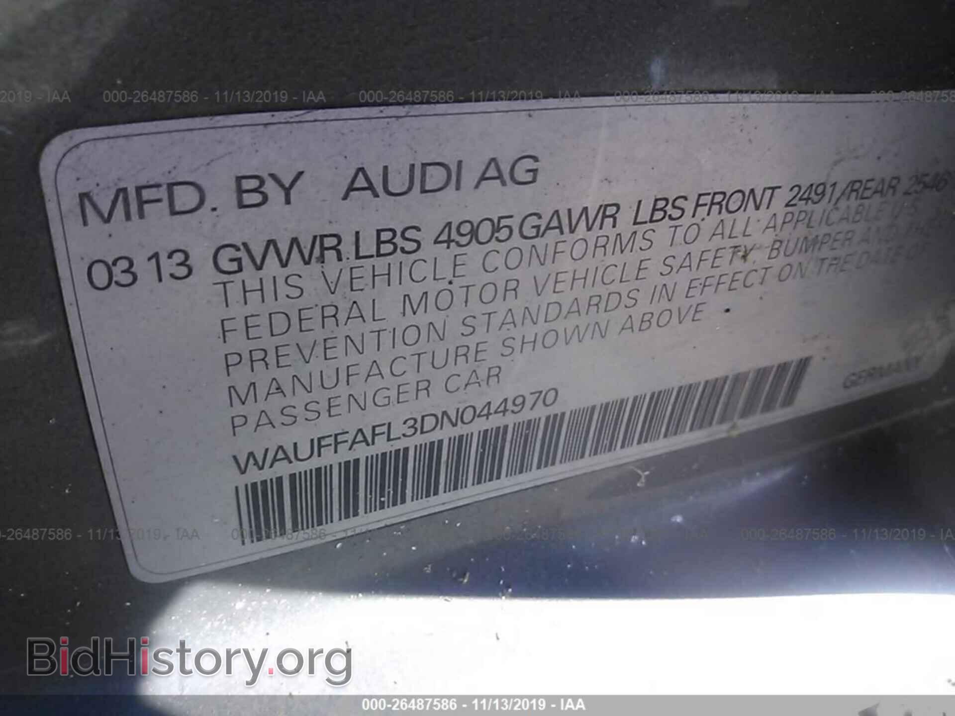 2013 AUDI A4 - VIN: WAUFFAFL3DN044970 - Фото 9