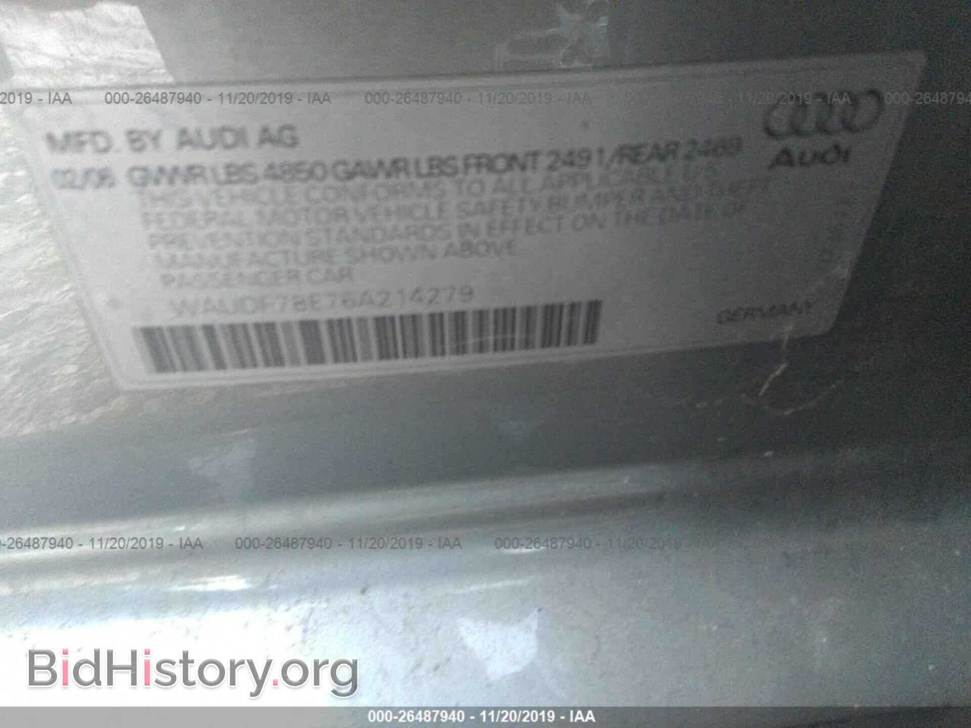 2006 AUDI A4 - VIN: WAUDF78E76A214279 - Фото 9