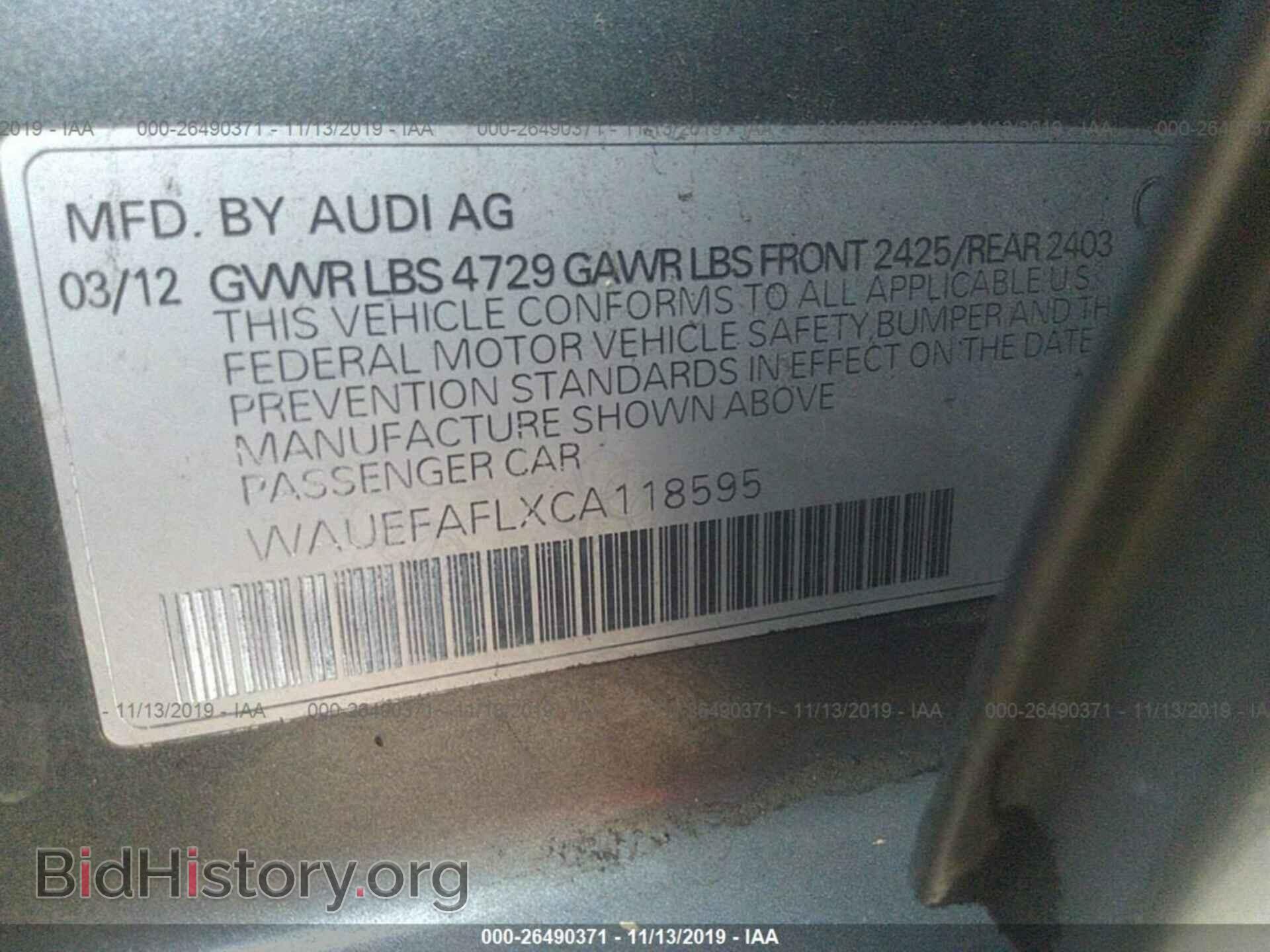 2012 AUDI A4 - VIN: WAUEFAFLXCA118595 - Фото 9