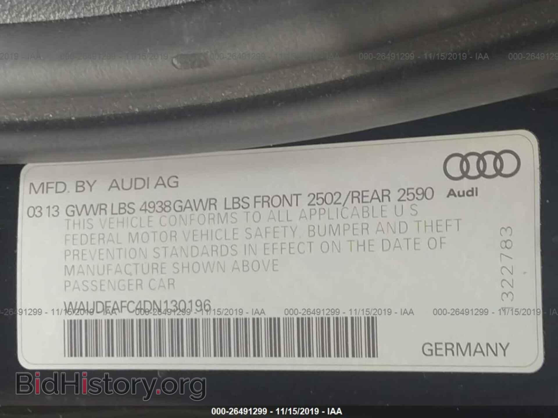 2013 AUDI A6 - VIN: WAUDFAFC4DN130196 - Photo 9