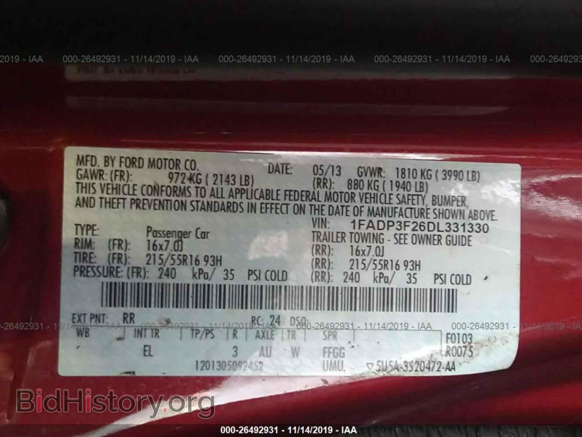 2013 FORD FOCUS - VIN: 1FADP3F26DL331330 - Фото 9