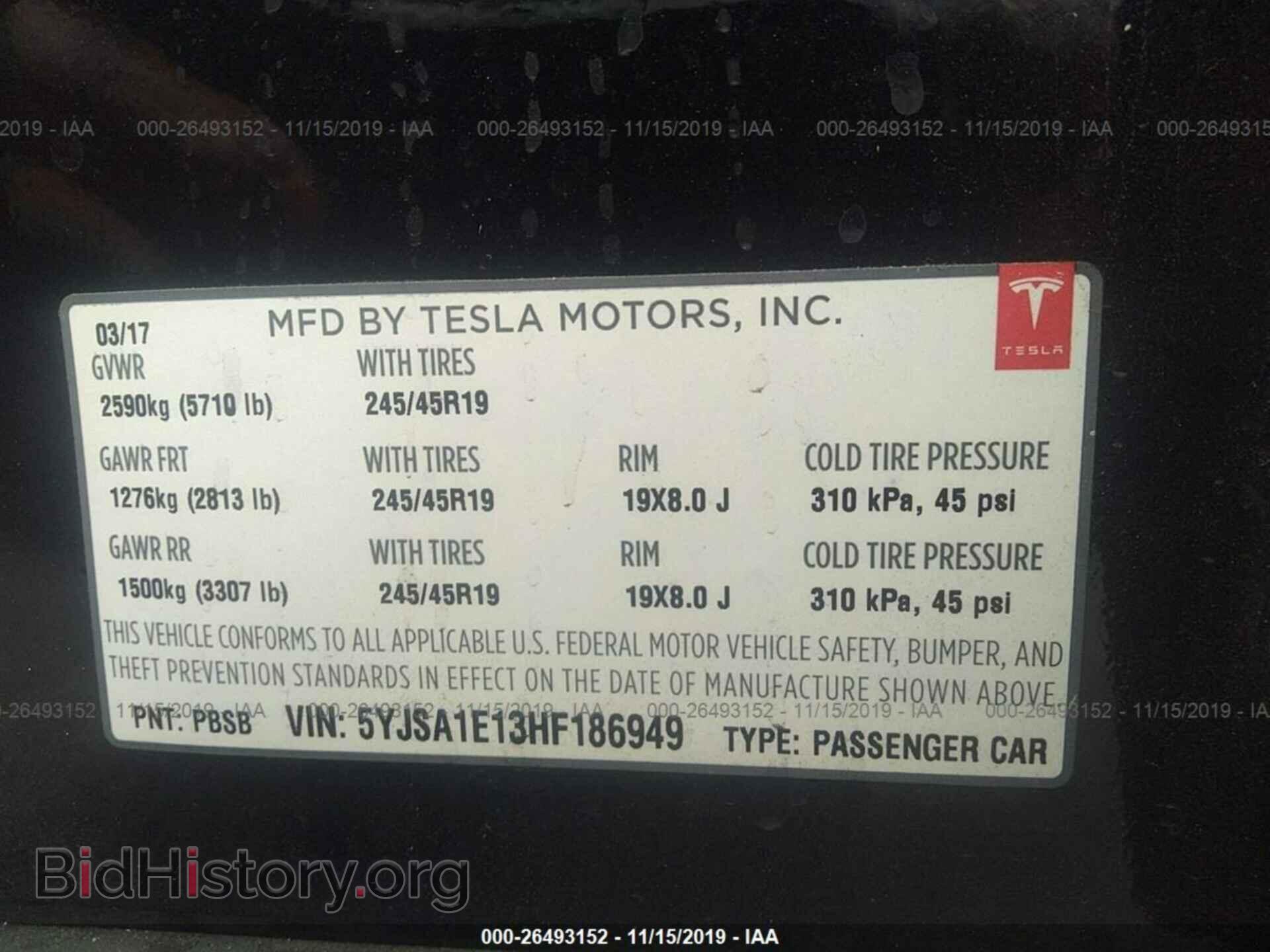 2017 TESLA MODEL S - VIN: 5YJSA1E13HF186949 - Photo 9