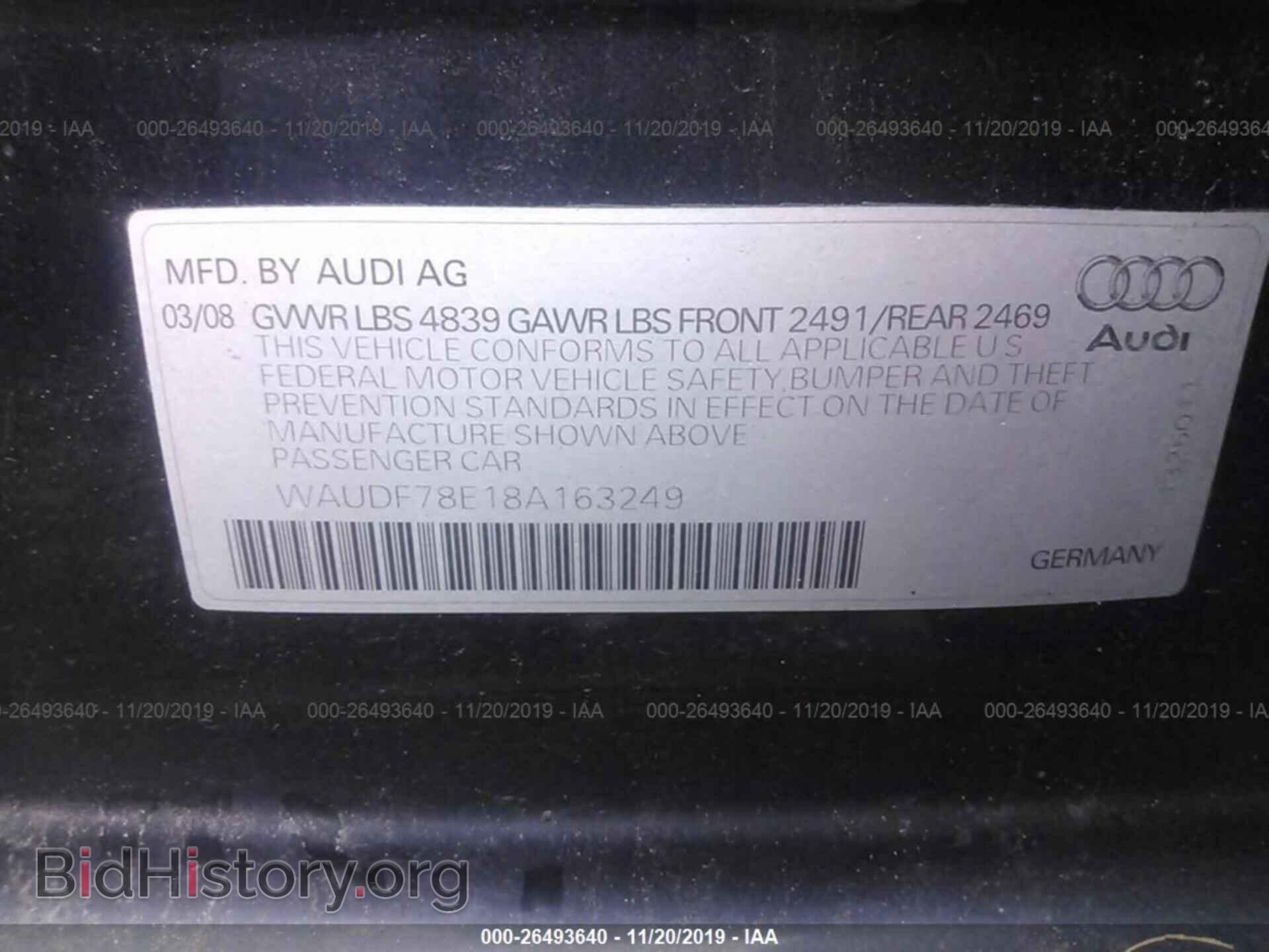 2008 AUDI A4 - VIN: WAUDF78E18A163249 - Фото 9