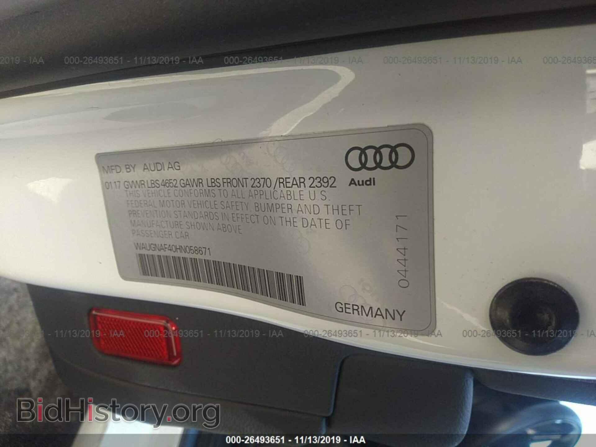 2017 Audi A4 - VIN: WAUGNAF40HN058671 - Фото 9