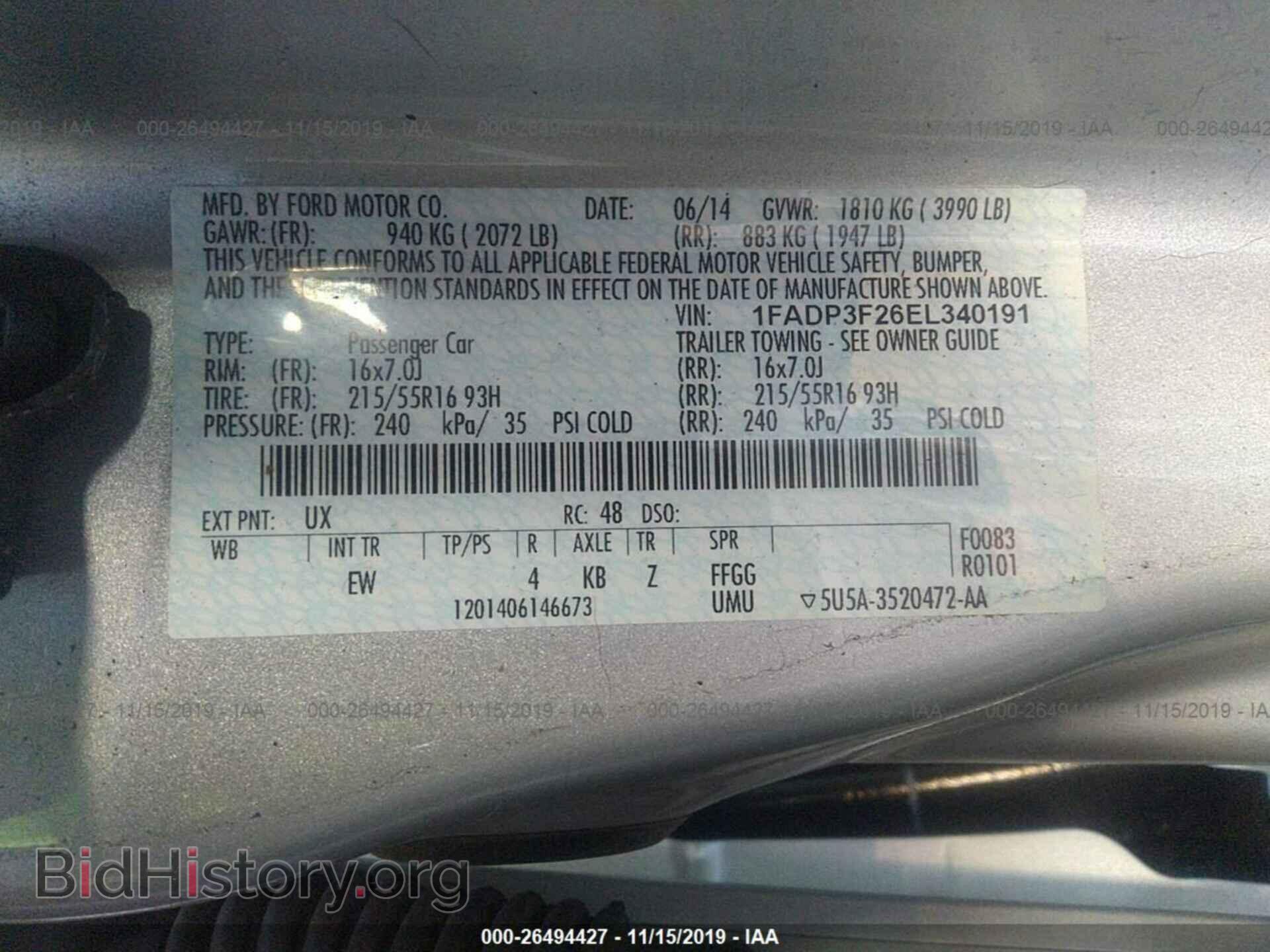 2014 FORD FOCUS - VIN: 1FADP3F26EL340191 - Фото 9