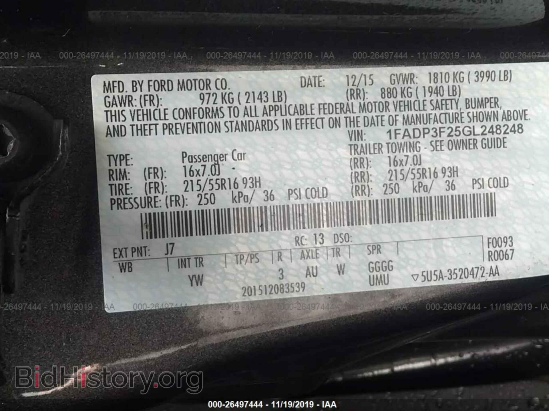 2016 FORD FOCUS - VIN: 1FADP3F25GL248248 - Фото 9