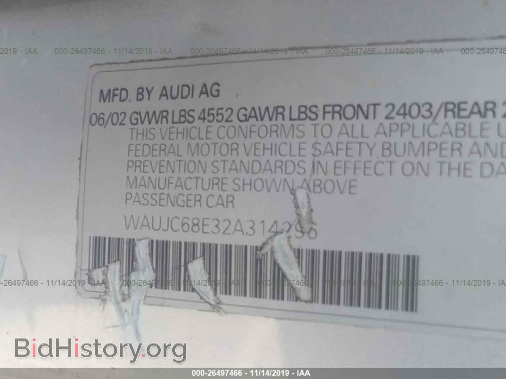 2002 AUDI A4 - VIN: WAUJC68E32A314296 - Photo 9