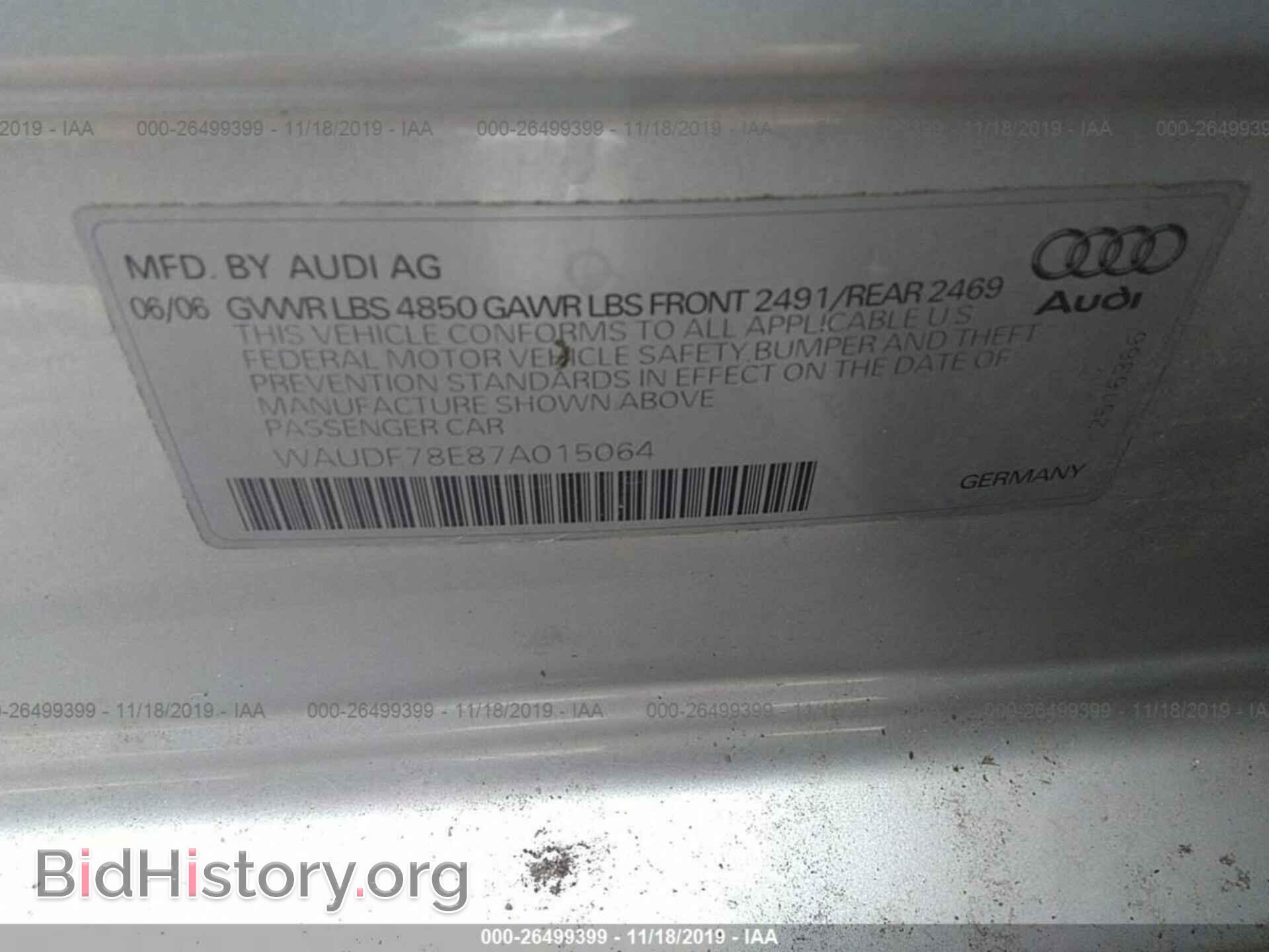2007 AUDI A4 - VIN: WAUDF78E87A015064 - Фото 9