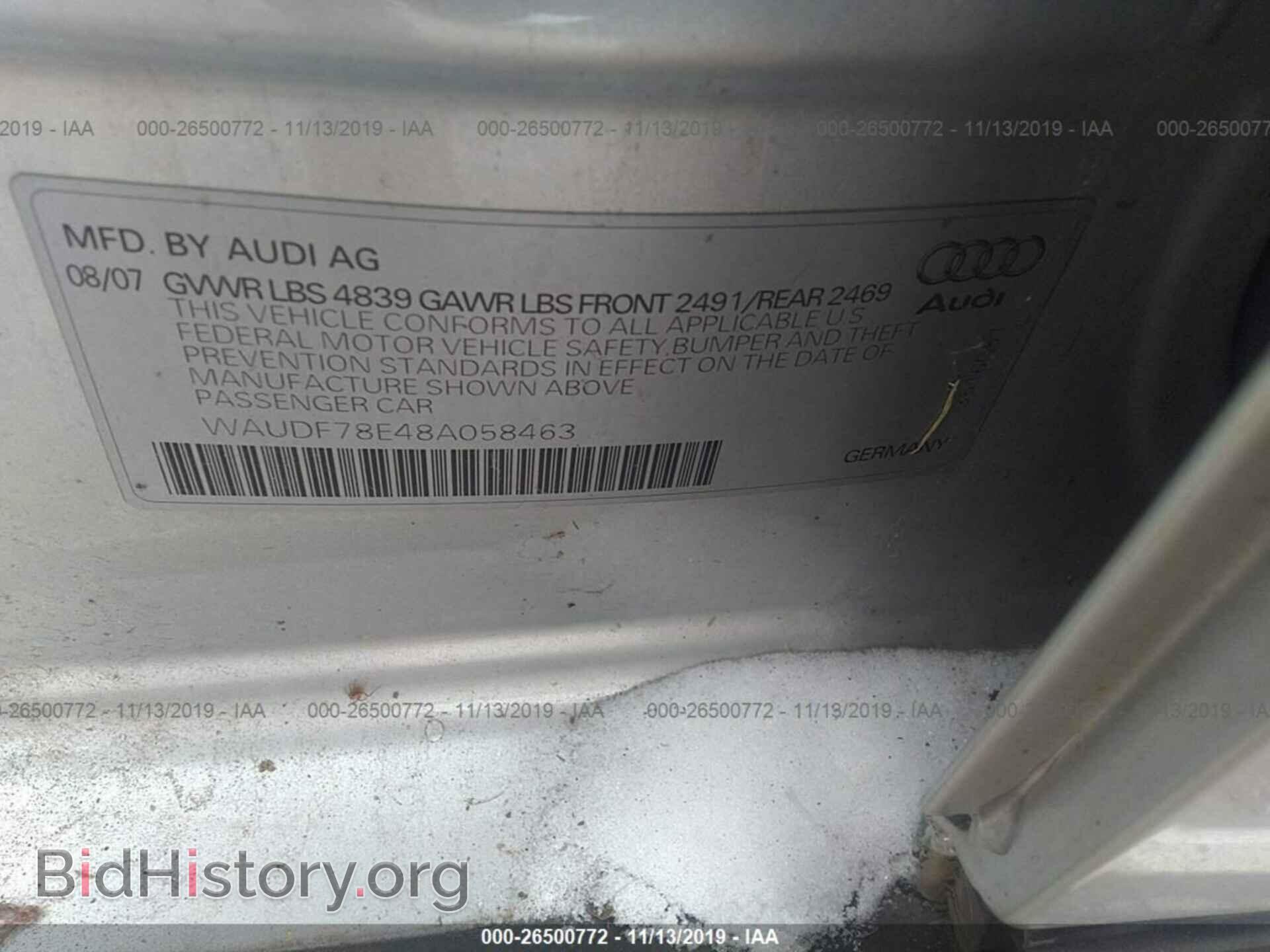 2008 AUDI A4 - VIN: WAUDF78E48A058463 - Фото 9
