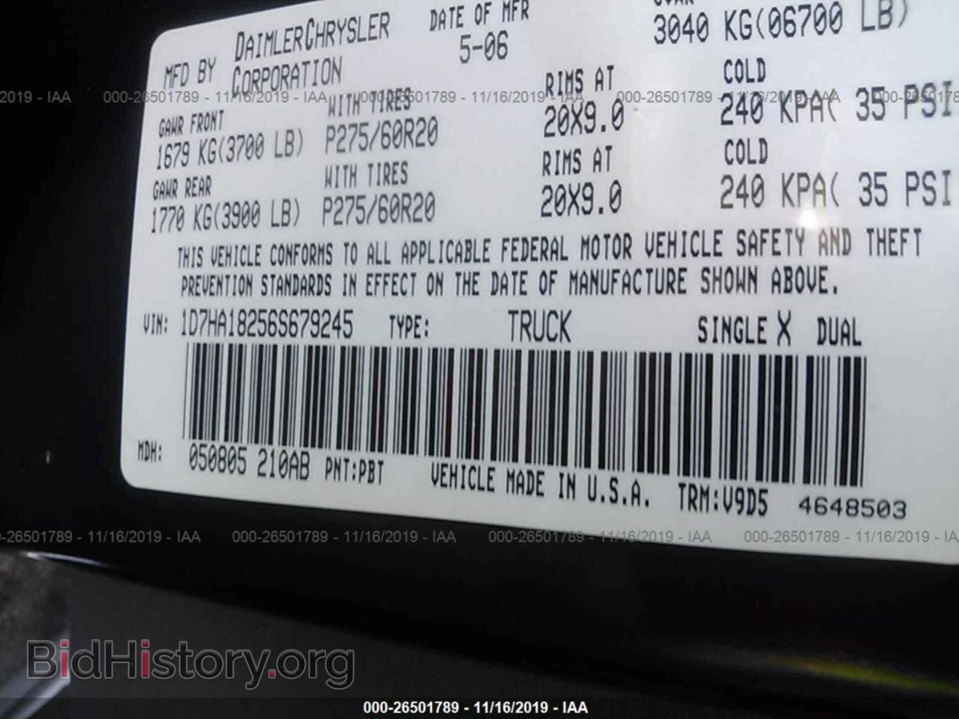 2006 DODGE RAM 1500 - VIN: 1D7HA18256S679245 - Фото 9