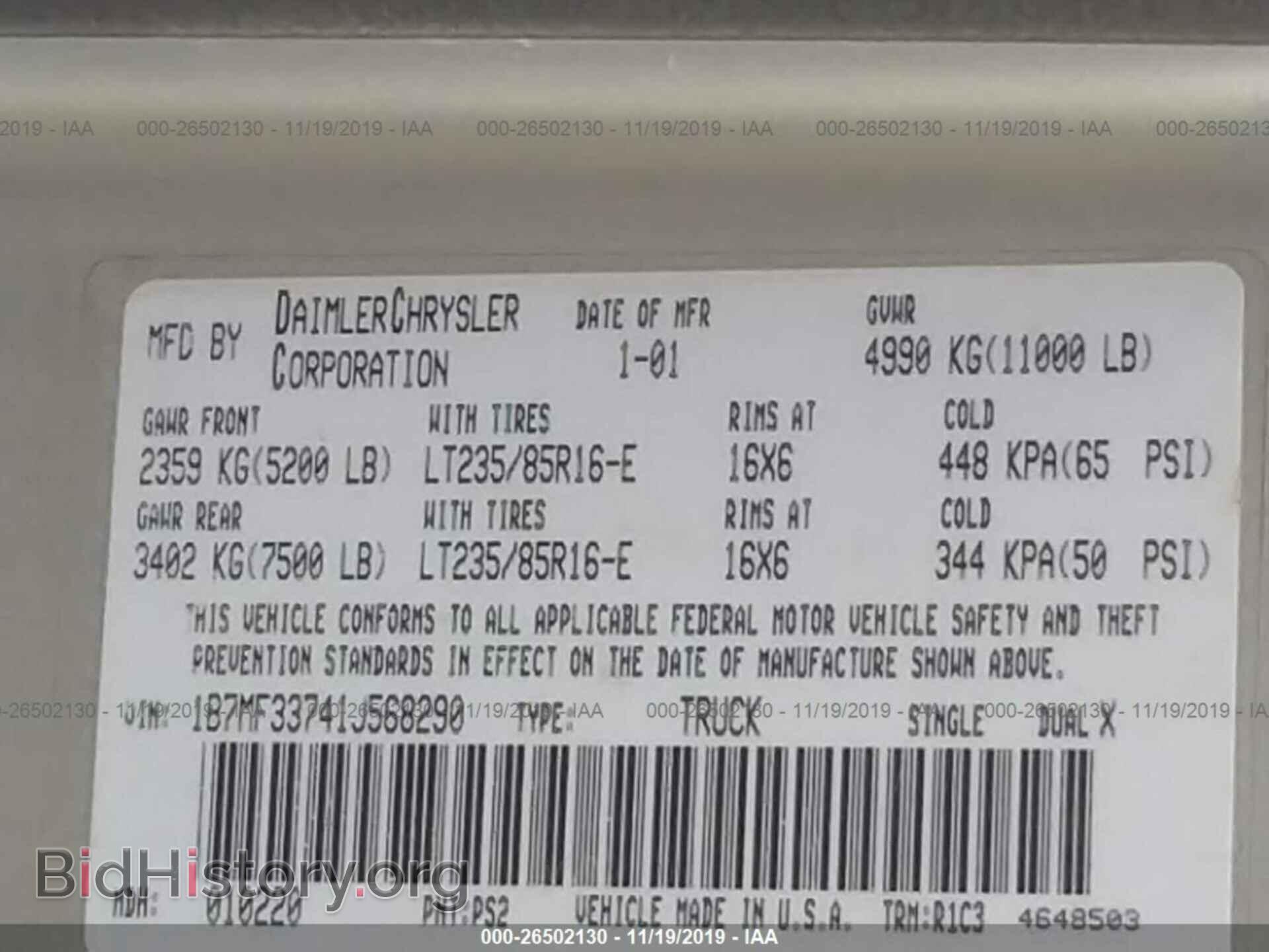 2001 DODGE RAM 3500 - VIN: 1B7MF33741J568290 - Photo 9