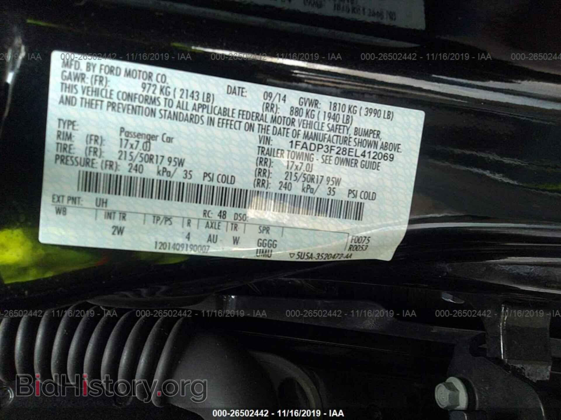 2014 FORD FOCUS - VIN: 1FADP3F28EL412069 - Фото 9