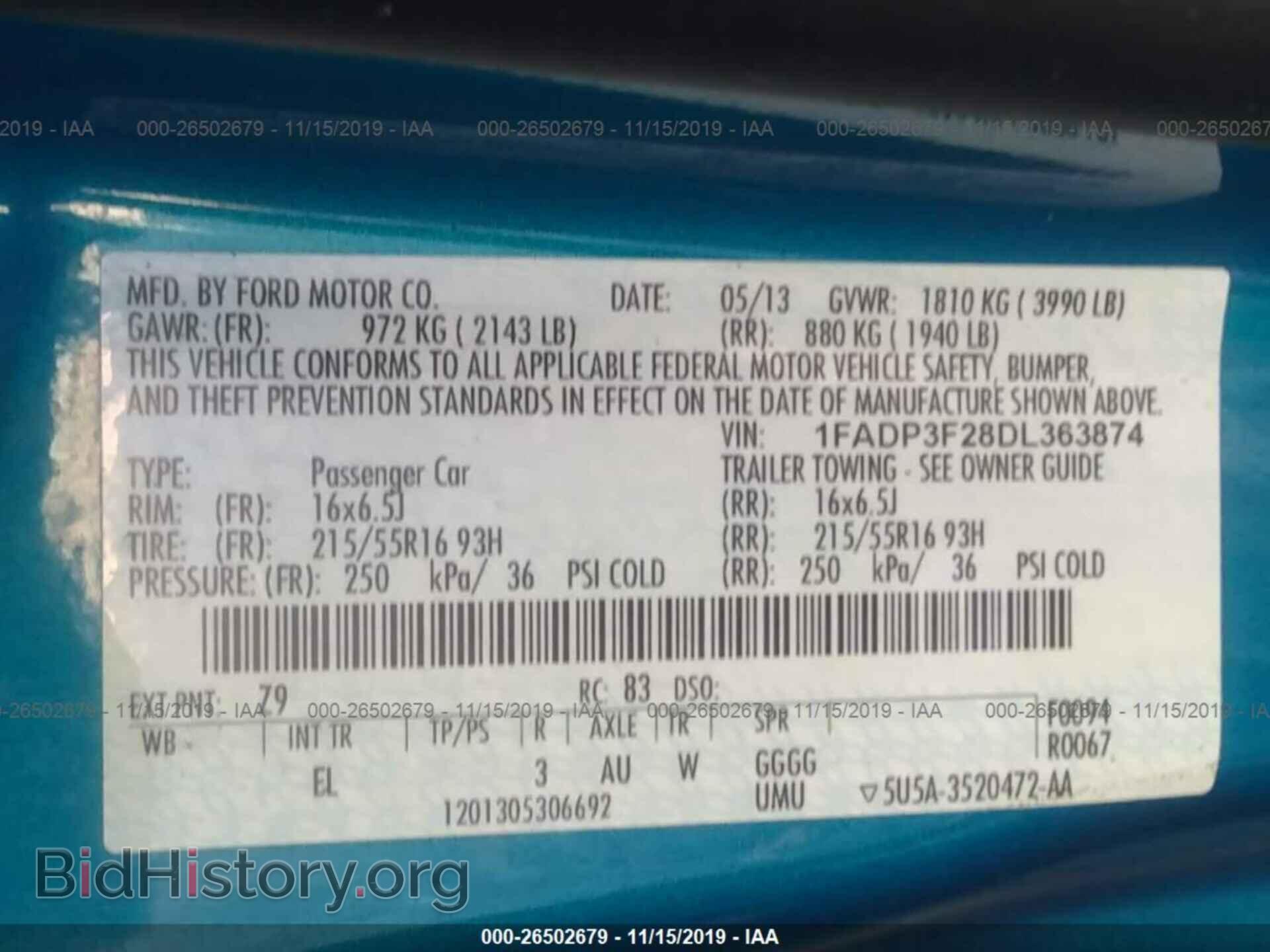 2013 FORD FOCUS - VIN: 1FADP3F28DL363874 - Фото 9
