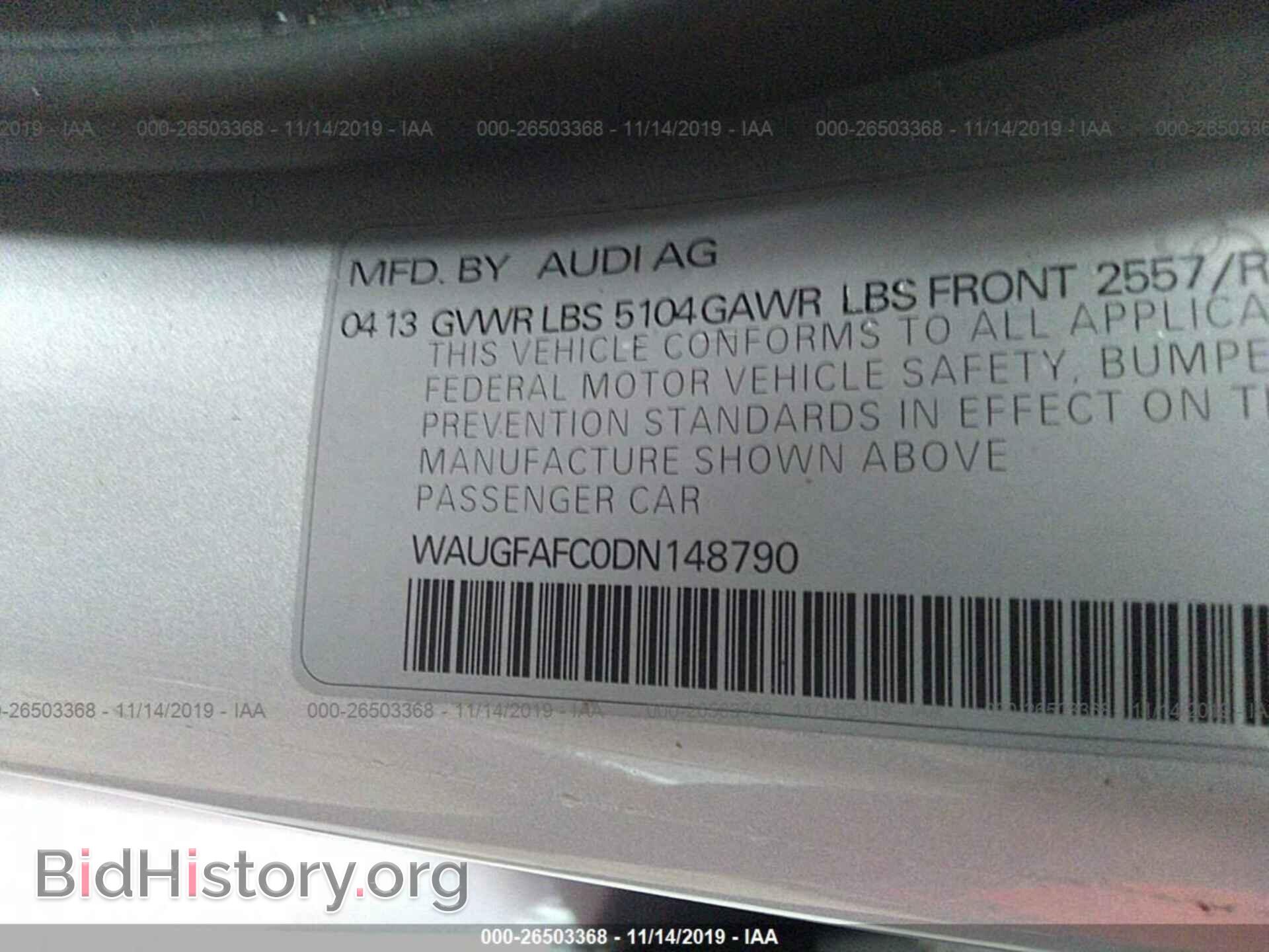 2013 AUDI A6 - VIN: WAUGFAFC0DN148790 - Photo 9