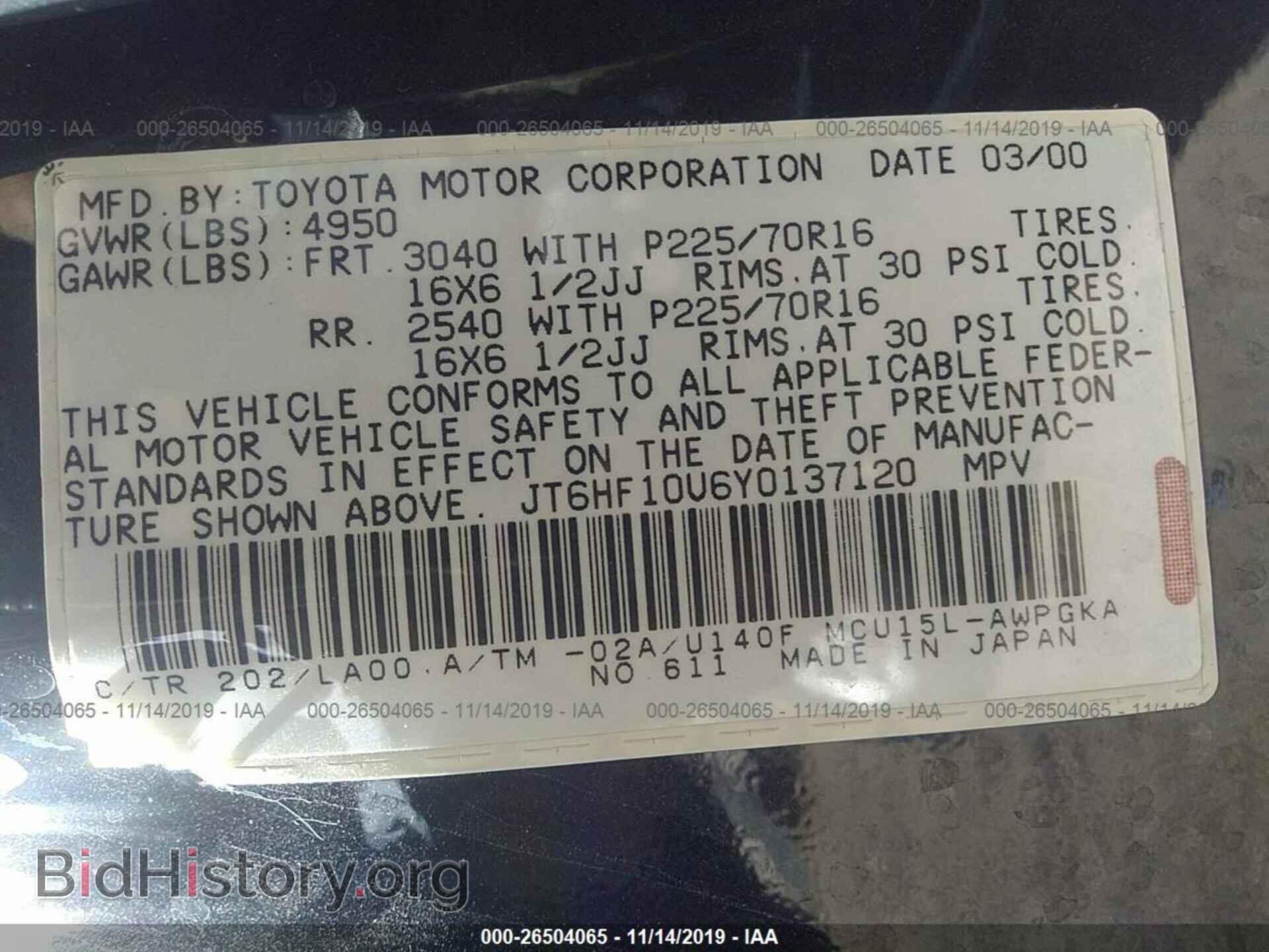 2000 LEXUS RX 300 - VIN: JT6HF10U6Y0137120 - Фото 9