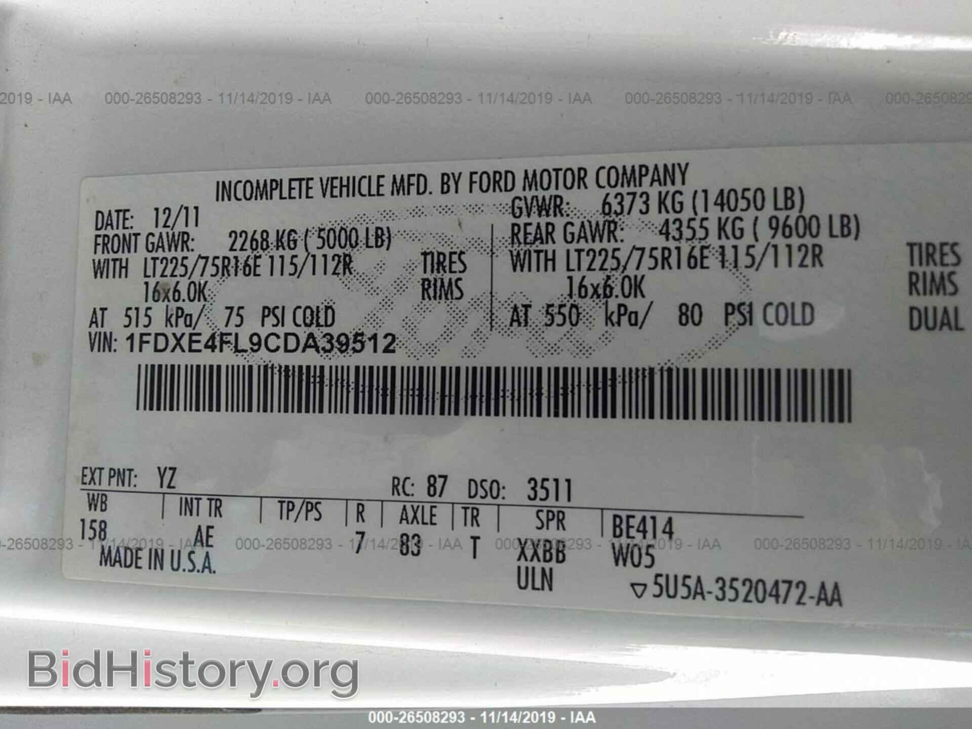 2012 FORD ECONOLINE - VIN: 1FDXE4FL9CDA39512 - Фото 9