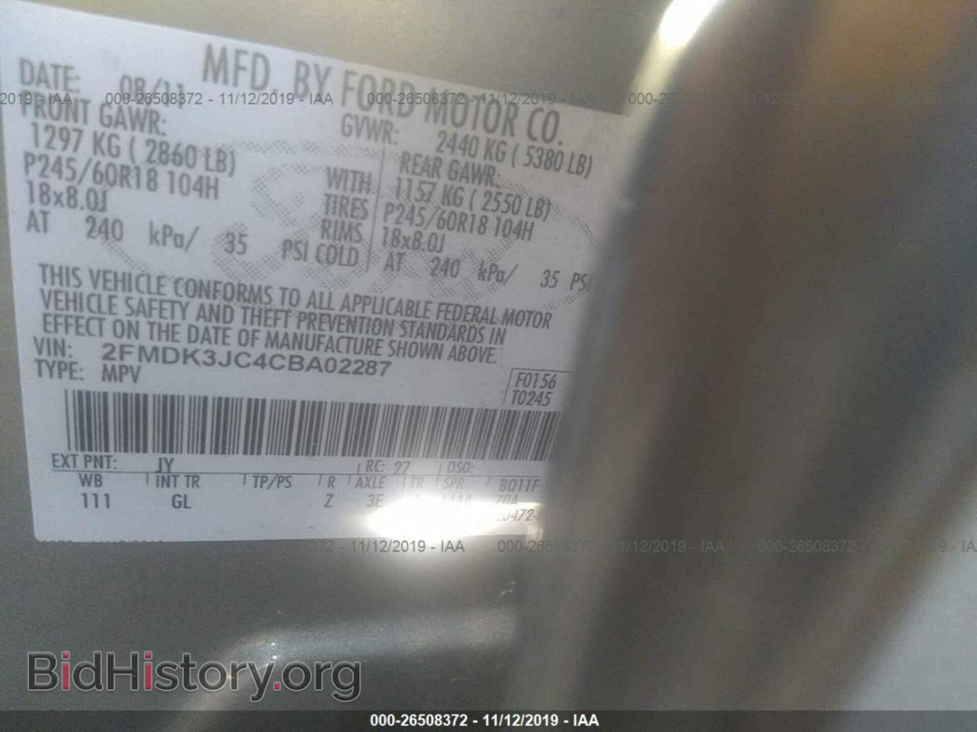 2012 FORD EDGE - VIN: 2FMDK3JC4CBA02287 - Photo 9